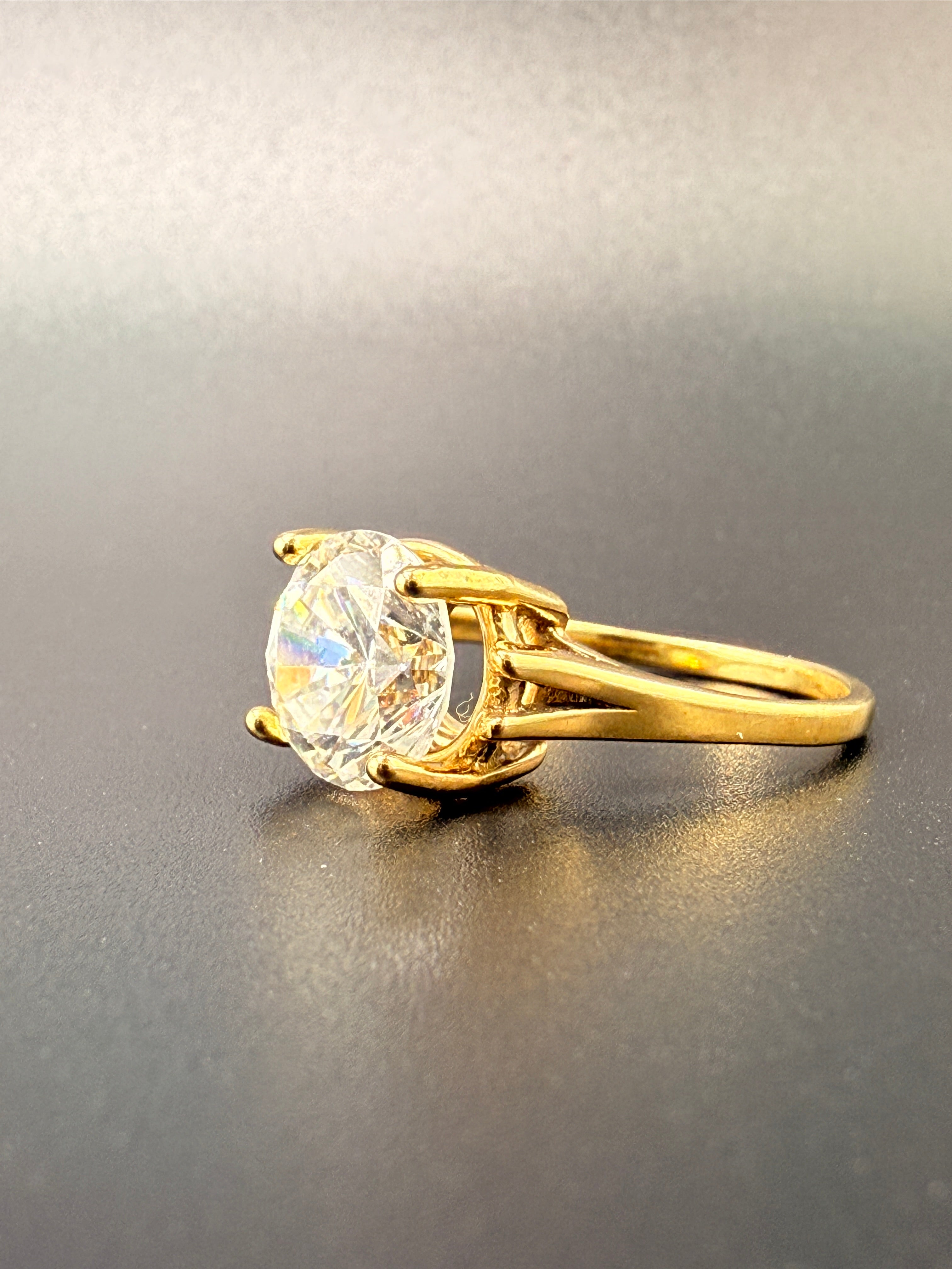 14K Gold Bonded Sterling Silver 2 CT CZ Diamond Solitaire Wedding Ring – Size 7