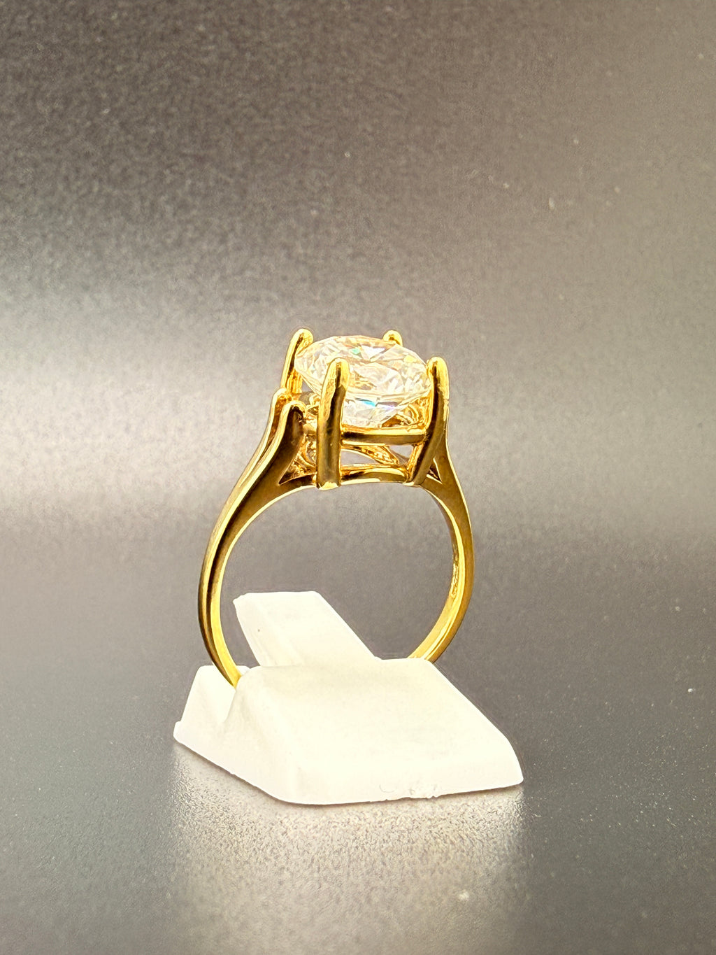 14K Gold Bonded Sterling Silver 2 CT CZ Diamond Solitaire Wedding Ring – Size 7