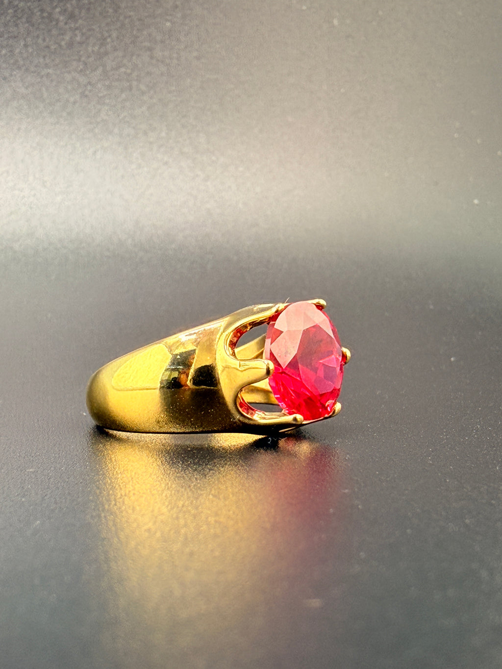 14K Gold Bonded Sterling Silver 3 CT Synthetic Ruby Solitaire Ring – Size 7