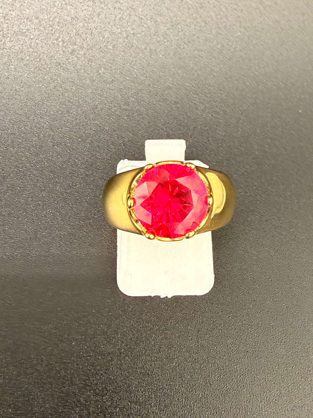 14K Gold Bonded Sterling Silver 3 CT Synthetic Ruby Solitaire Ring – Size 7