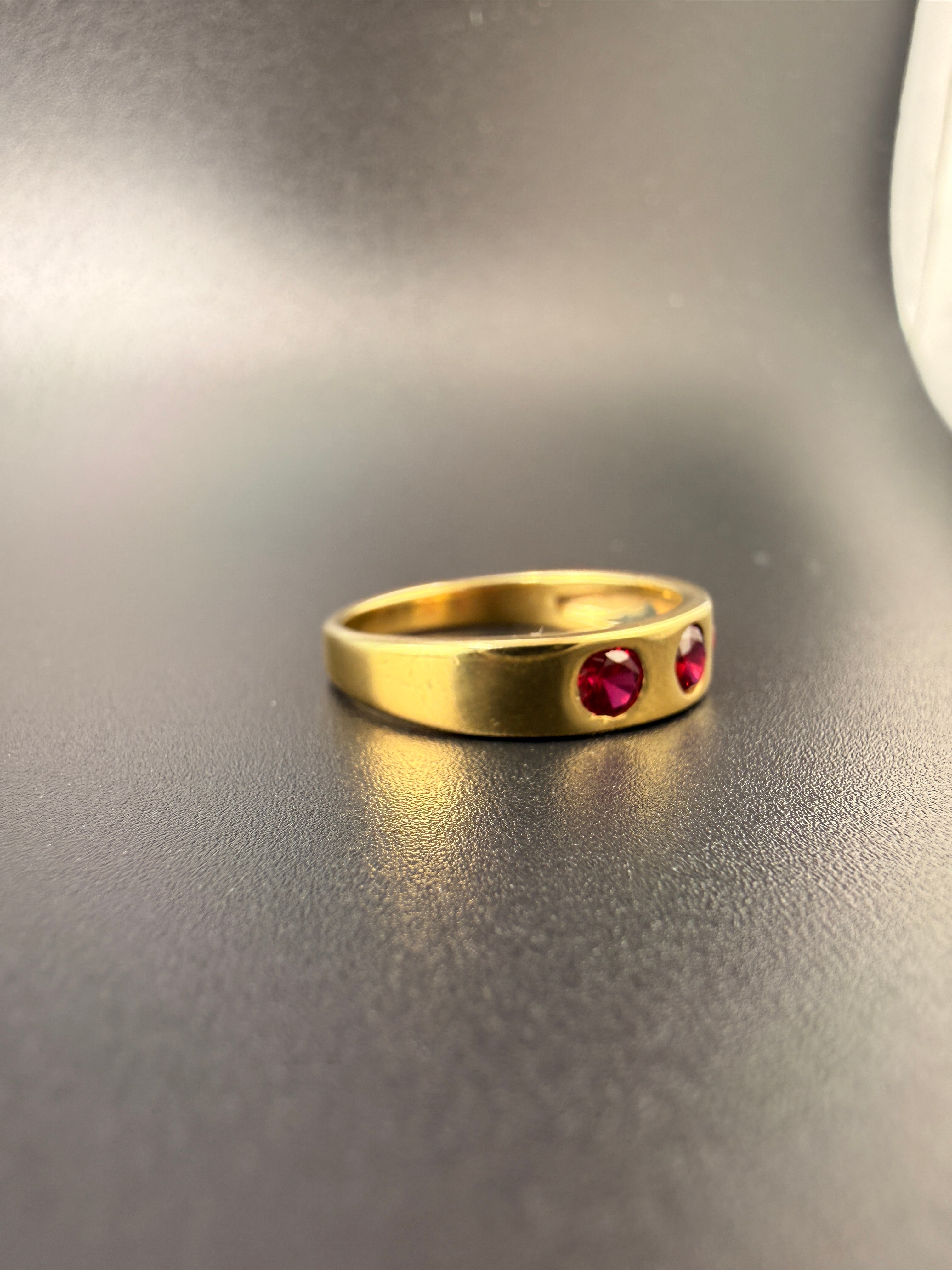 14K Gold Bonded Sterling Silver Ruby Ring – 3 Synthetic Rubies, Size 6.5