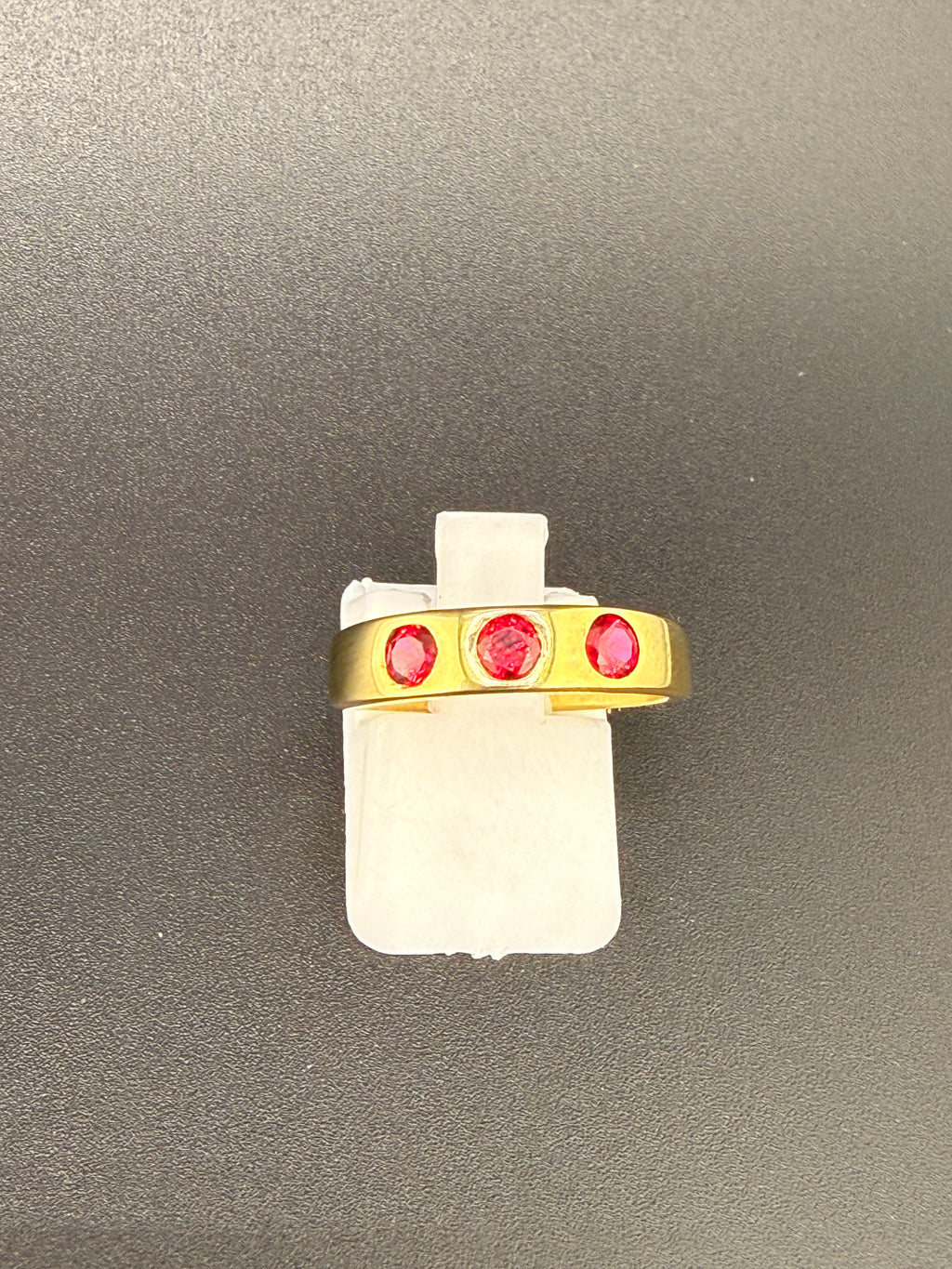 14K Gold Bonded Sterling Silver Ruby Ring – 3 Synthetic Rubies, Size 6.5