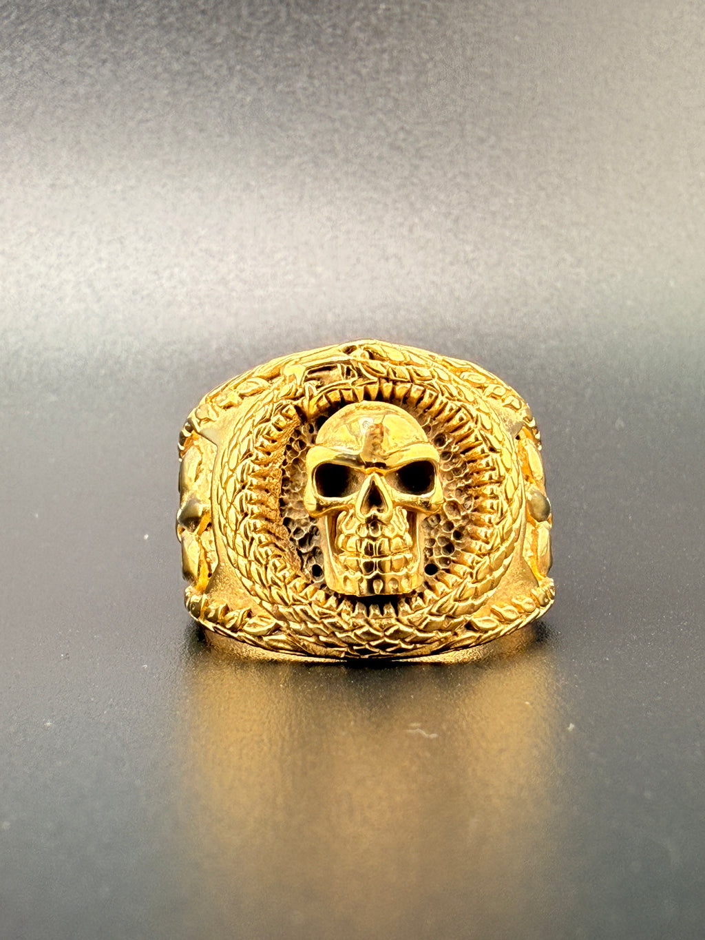 14K Gold Bonded Sterling Silver Skull Ring