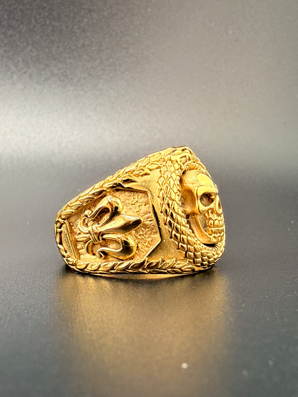 14K Gold Bonded Sterling Silver Skull Ring