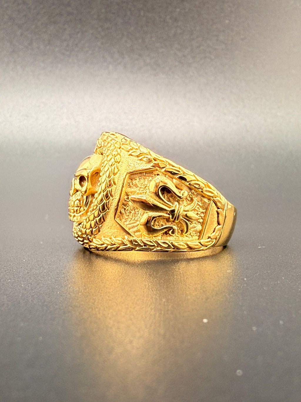 14K Gold Bonded Sterling Silver Skull Ring