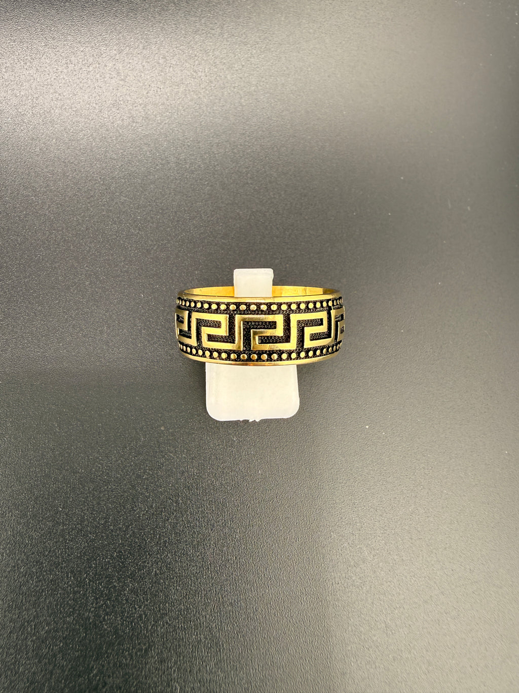 14K Gold Bonded Sterling Silver Versace Style Ring – Size 13, 8.5 Grams