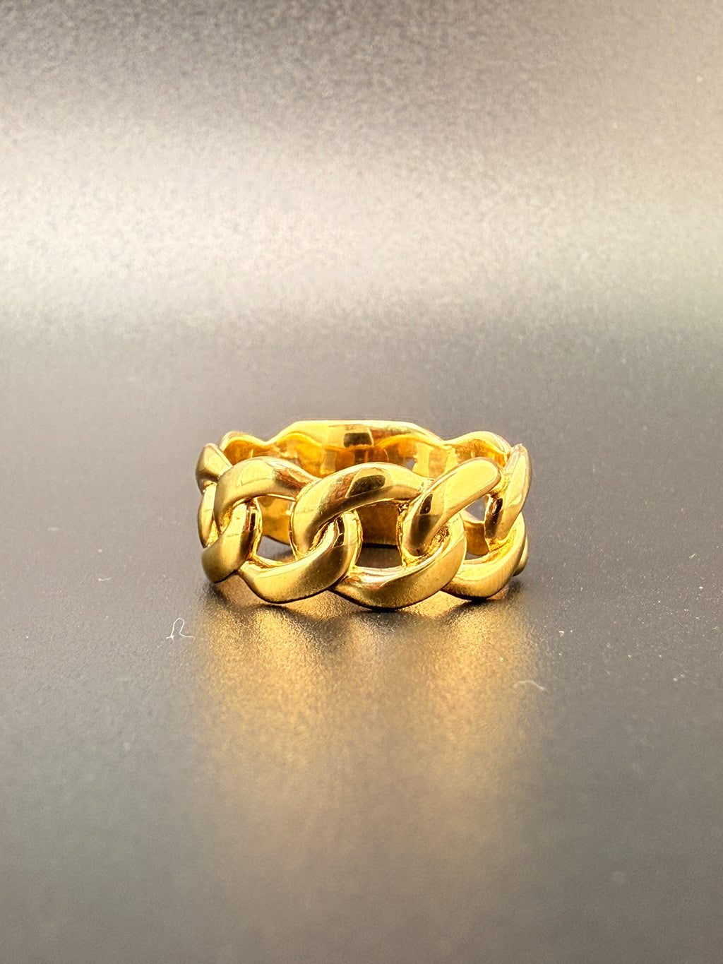 14K Gold Bonded Sterling Silver Cuban Link Ring – 7.6mm, 7.2 Grams