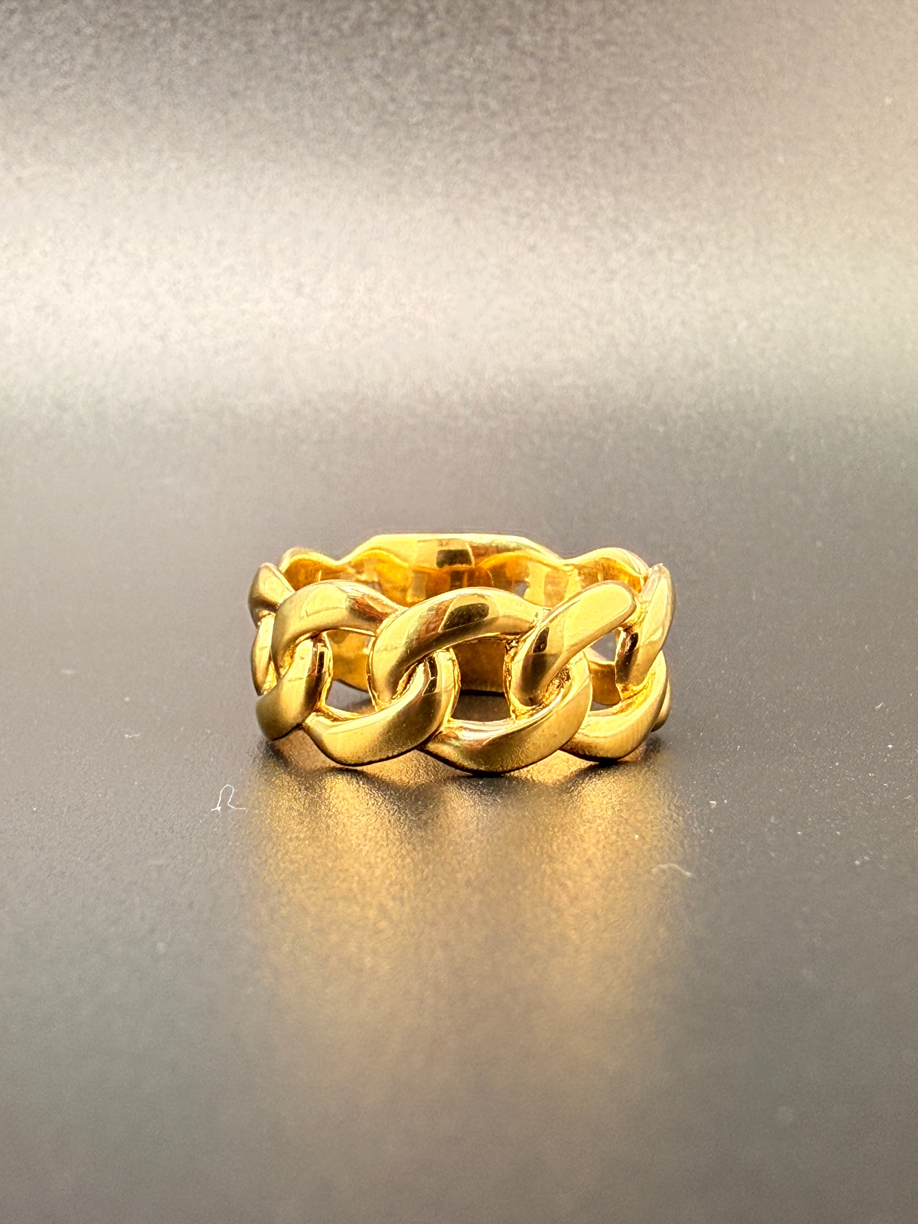 14K Gold Bonded Sterling Silver Cuban Link Ring – 7.6mm, 7.2 Grams