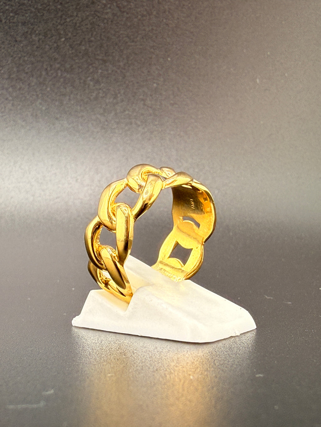 14K Gold Bonded Sterling Silver Cuban Link Ring – 7.6mm, 7.2 Grams