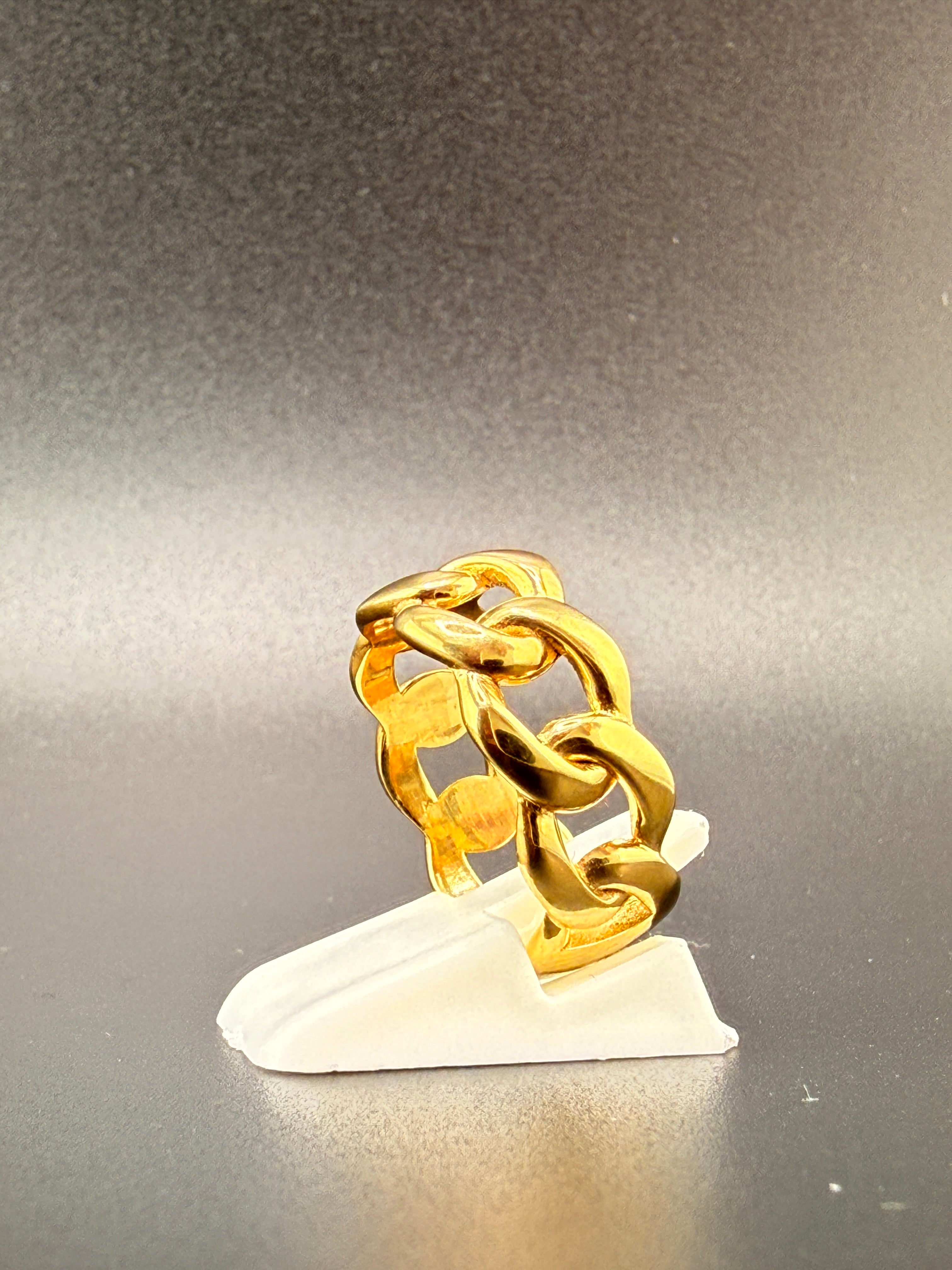 14K Gold Bonded Sterling Silver Cuban Link Ring – 7.6mm, 7.2 Grams