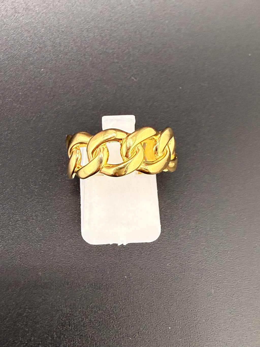 14K Gold Bonded Sterling Silver Cuban Link Ring – 7.6mm, 7.2 Grams