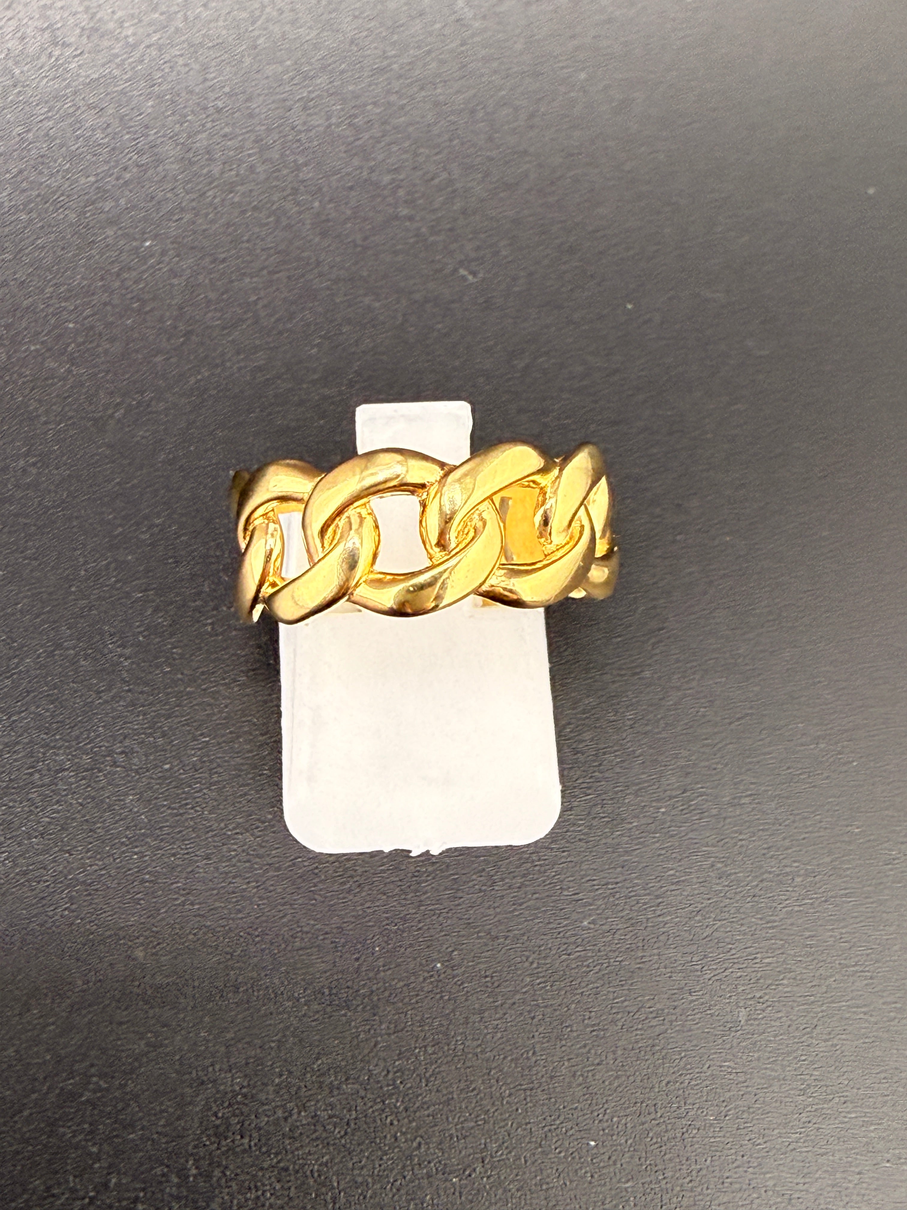 14K Gold Bonded Sterling Silver Cuban Link Ring – 7.6mm, 7.2 Grams