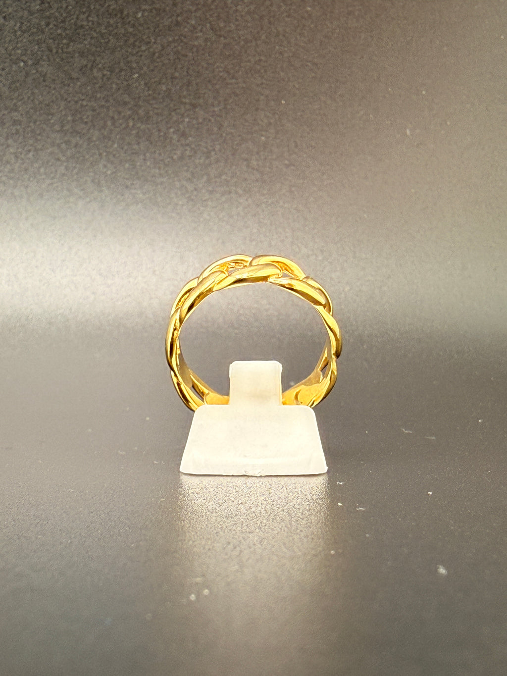 14K Gold Bonded Sterling Silver Cuban Link Ring – 7.6mm, 7.2 Grams
