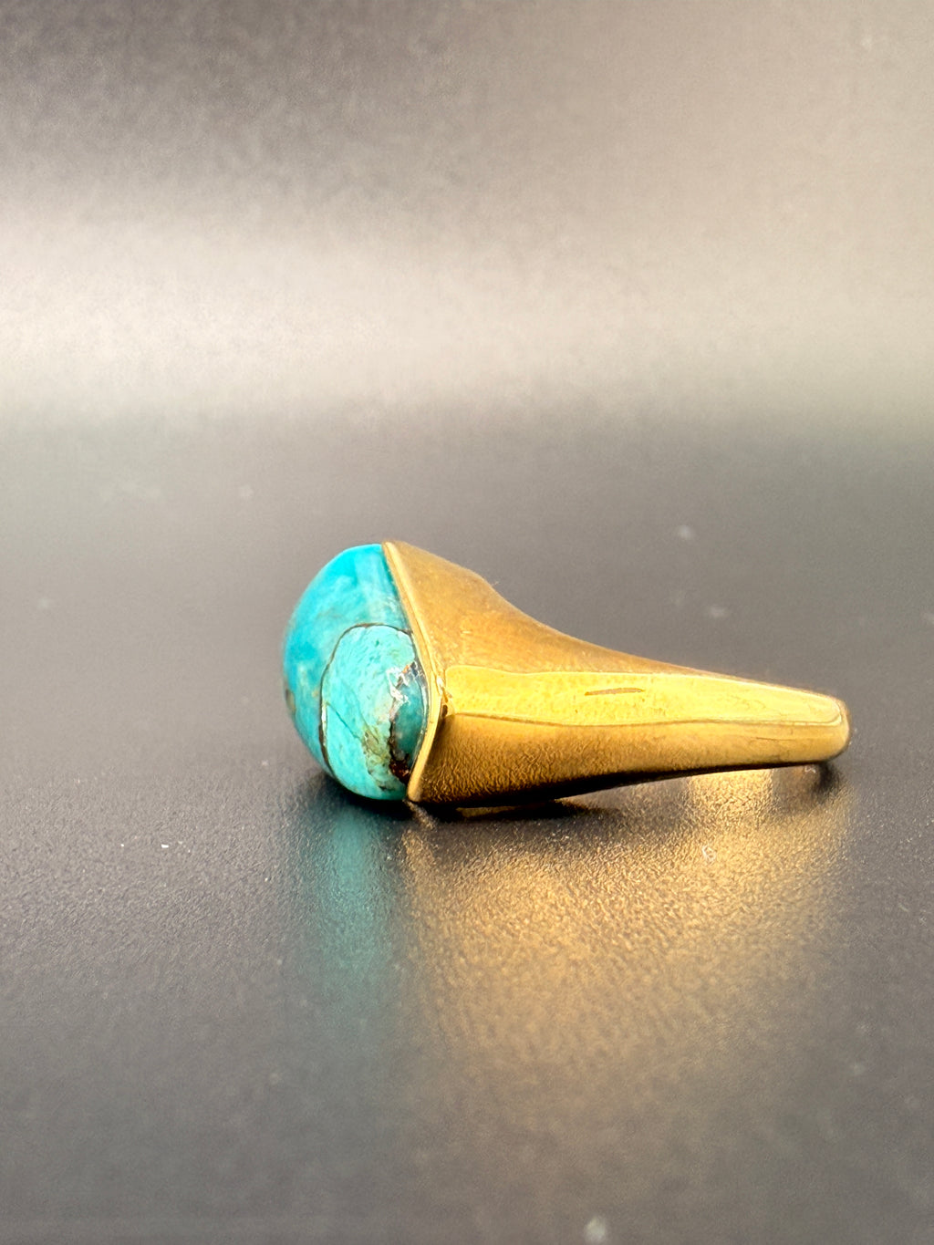 14K Gold Bonded Sterling Silver Turquoise Ring – 5.4 Grams