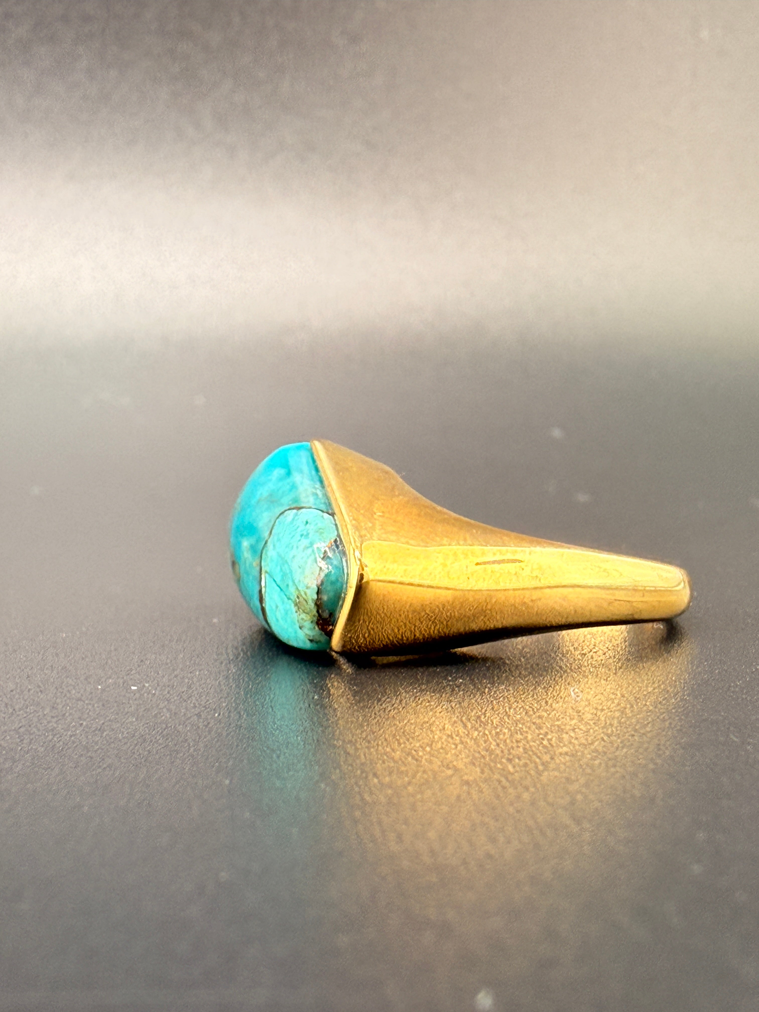 14K Gold Bonded Sterling Silver Turquoise Ring – 5.4 Grams