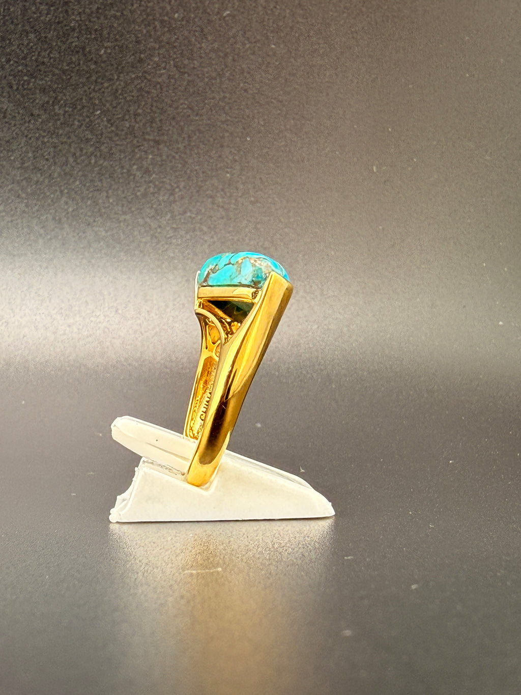 14K Gold Bonded Sterling Silver Turquoise Ring – 5.4 Grams