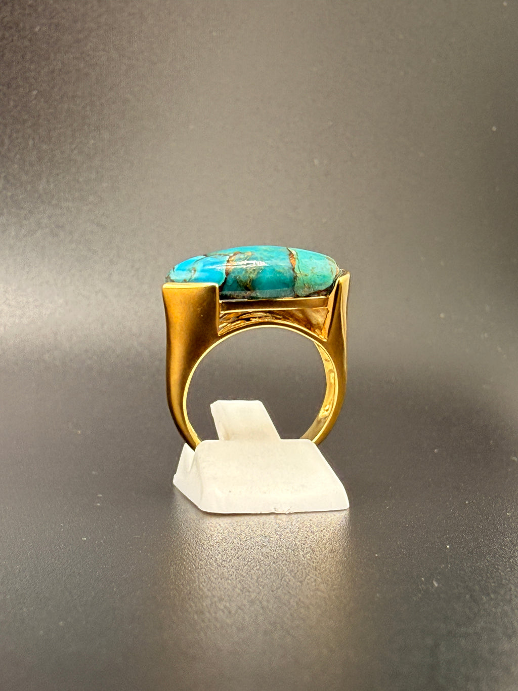 14K Gold Bonded Sterling Silver Turquoise Ring – 5.4 Grams