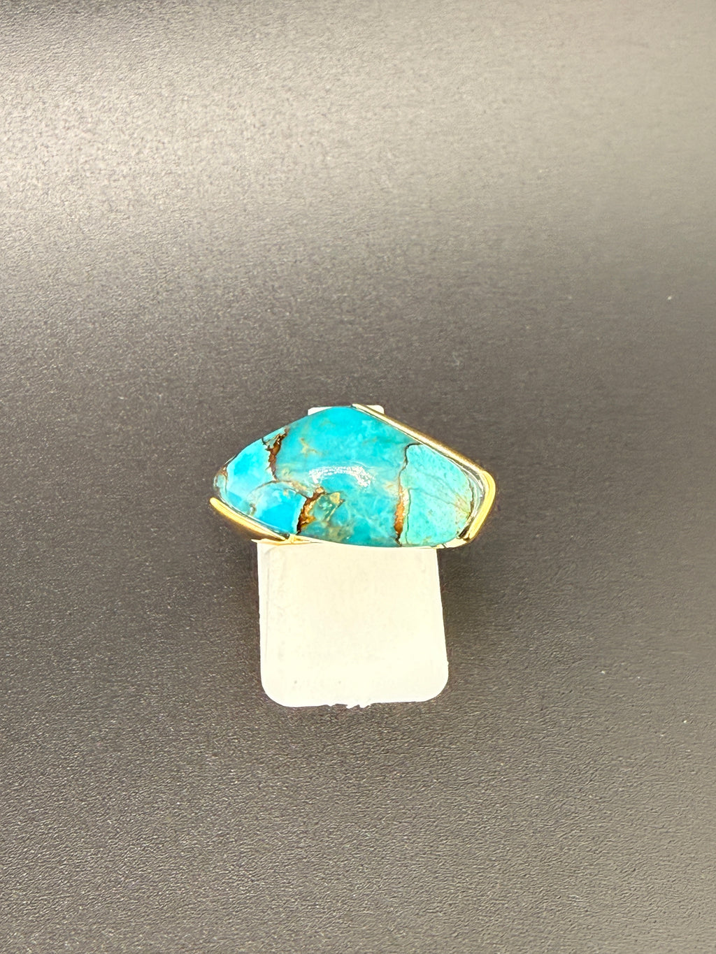 14K Gold Bonded Sterling Silver Turquoise Ring – 5.4 Grams