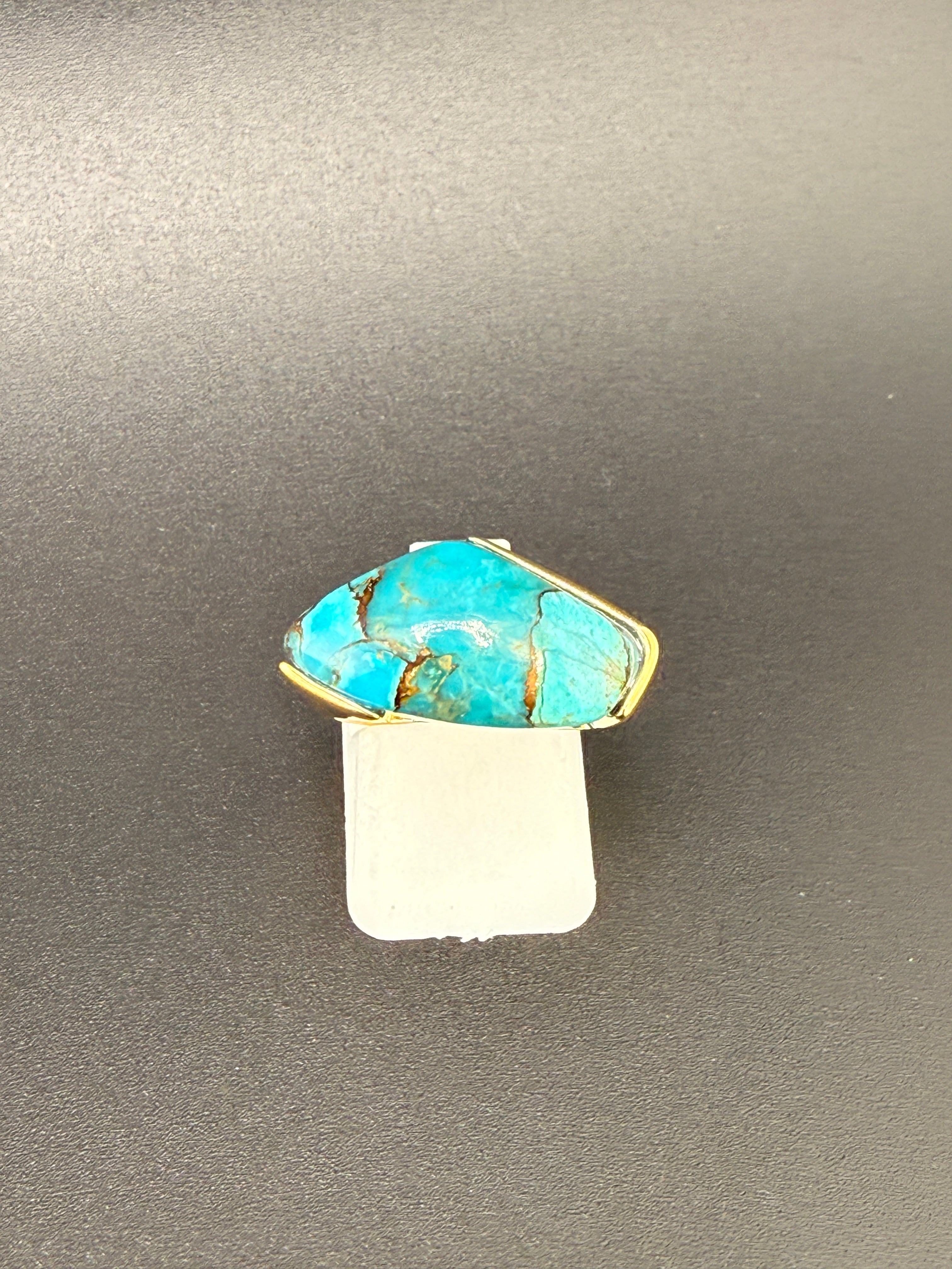 14K Gold Bonded Sterling Silver Turquoise Ring – 5.4 Grams