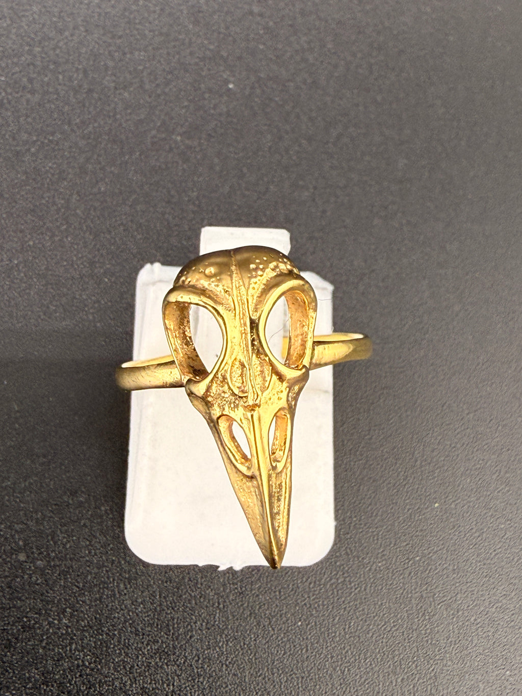 14K Gold Bonded Sterling Silver Crow Skull Ring – 2 Grams