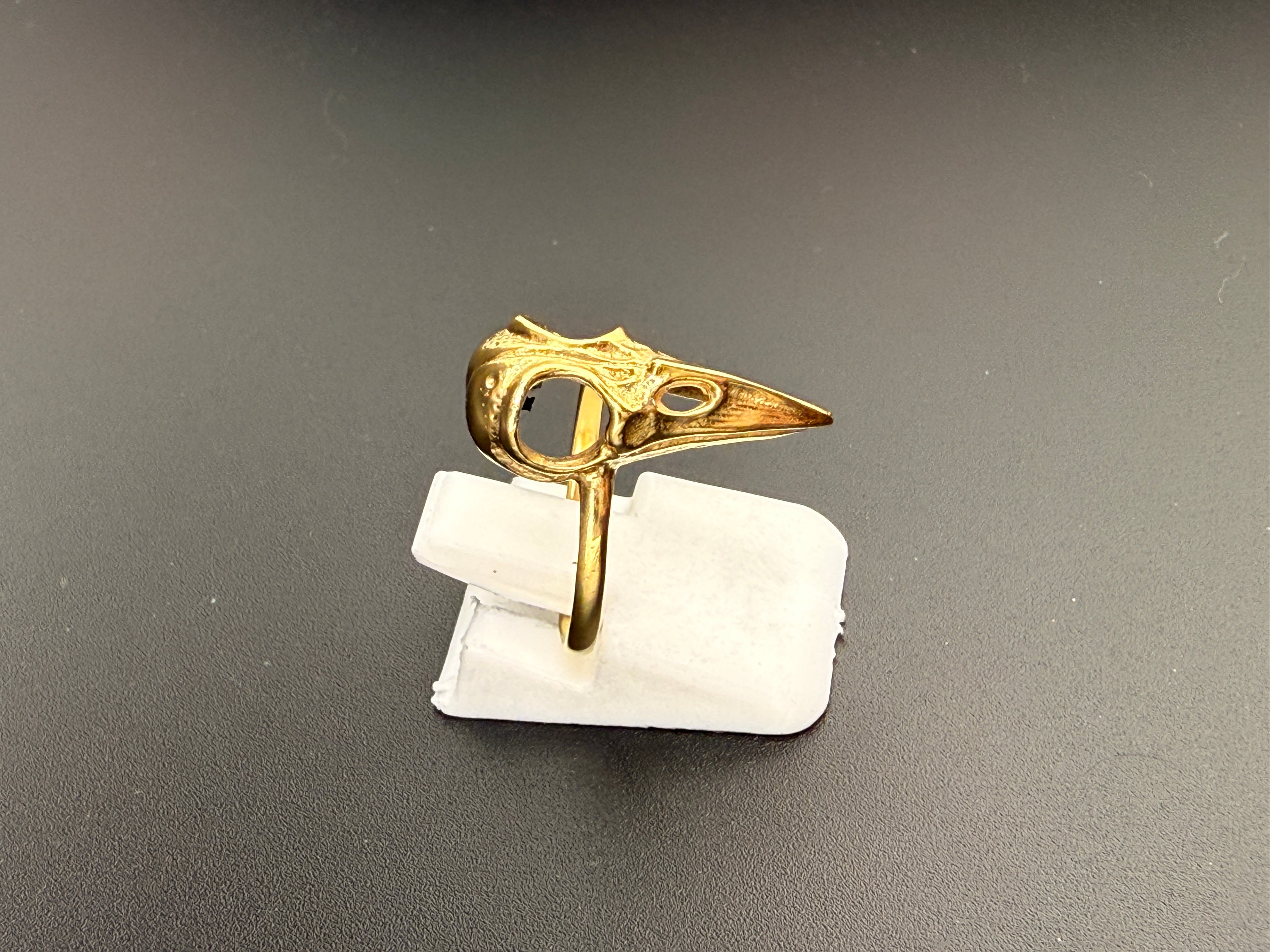 14K Gold Bonded Sterling Silver Crow Skull Ring – 2 Grams