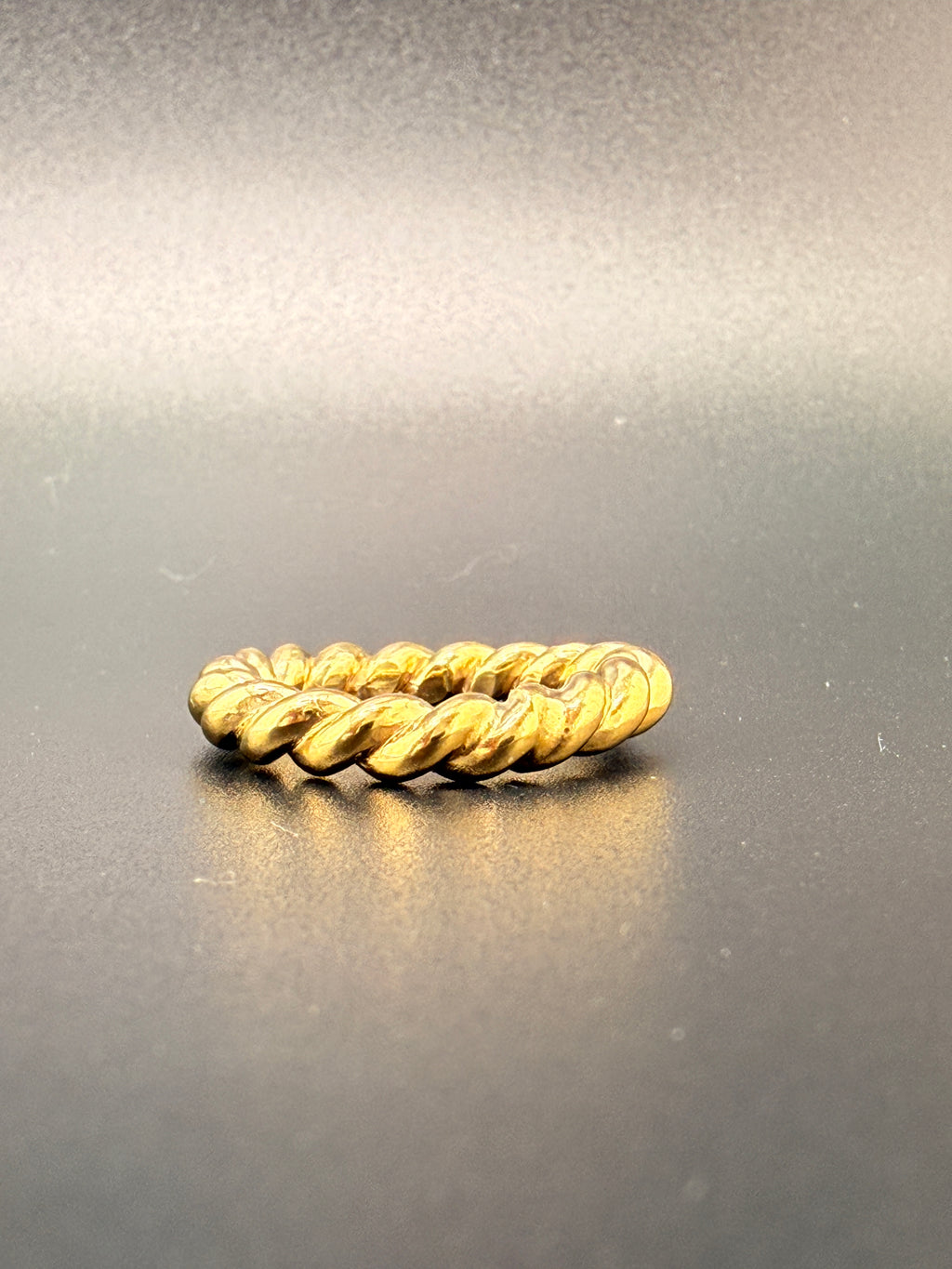 14K Gold Bonded Sterling Silver Textured Twist Rope Ring – 6.5 Grams