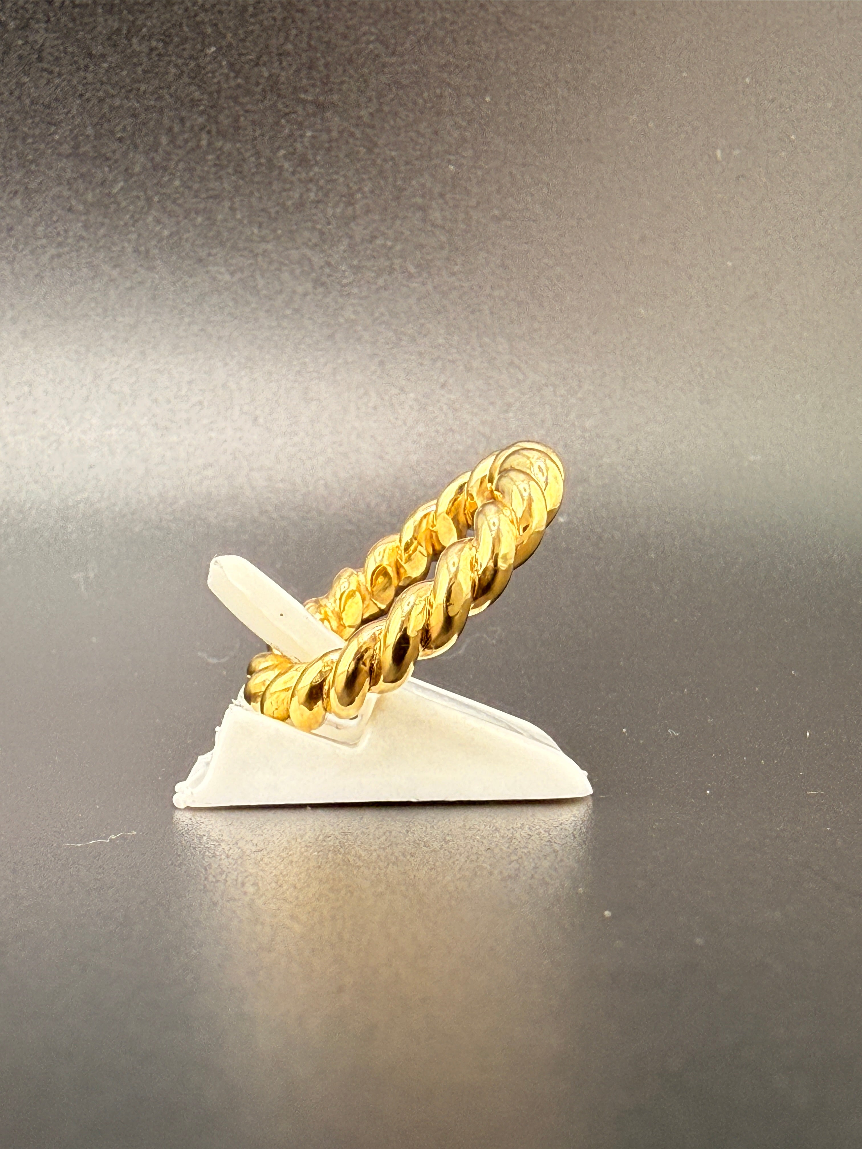 14K Gold Bonded Sterling Silver Textured Twist Rope Ring – 6.5 Grams