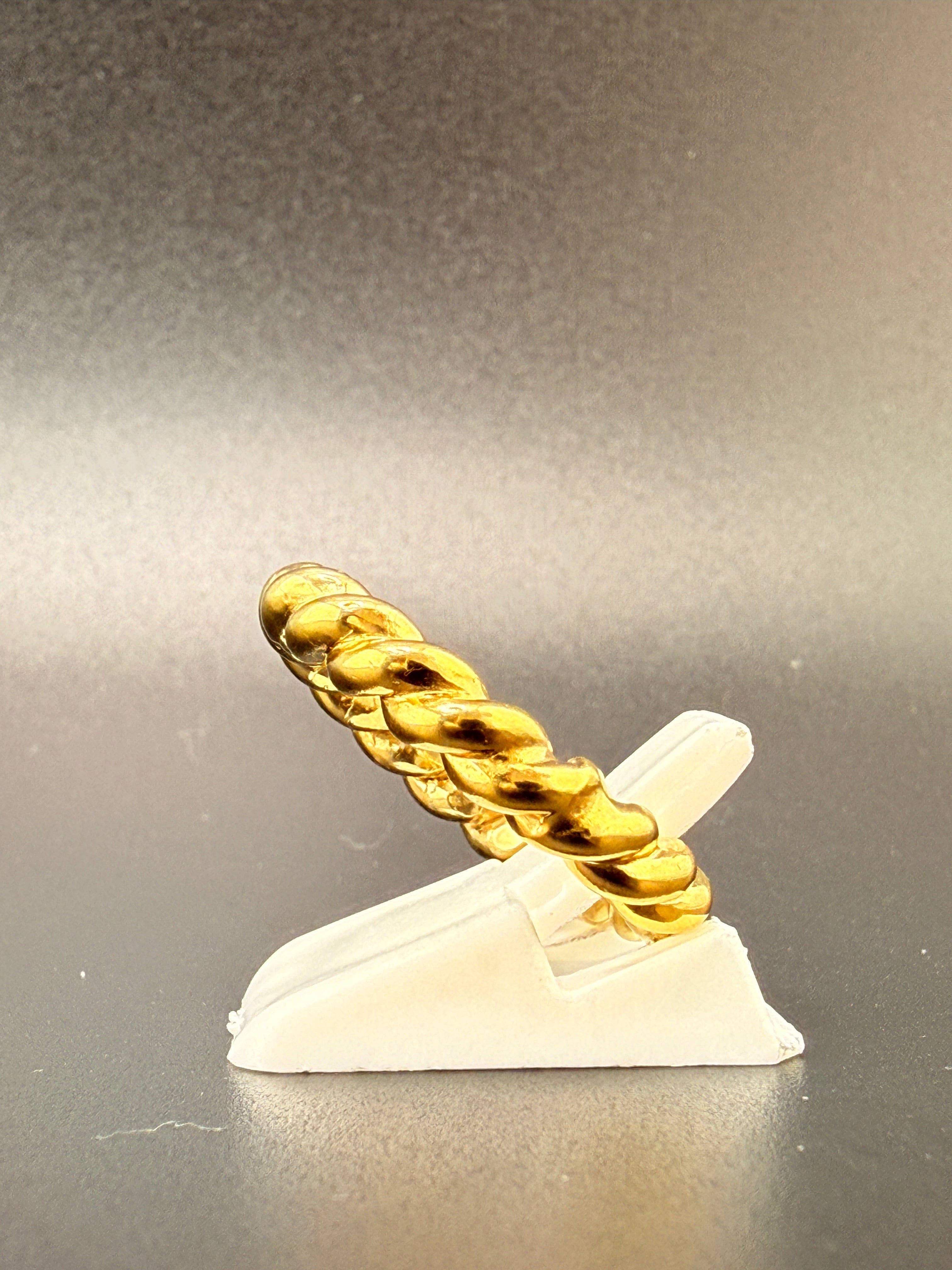 14K Gold Bonded Sterling Silver Textured Twist Rope Ring – 6.5 Grams