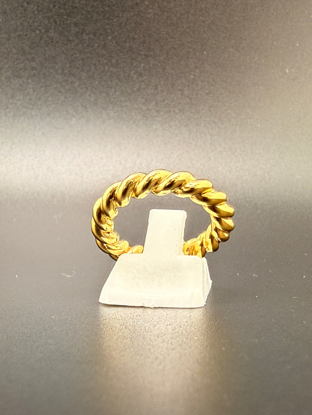 14K Gold Bonded Sterling Silver Textured Twist Rope Ring – 6.5 Grams