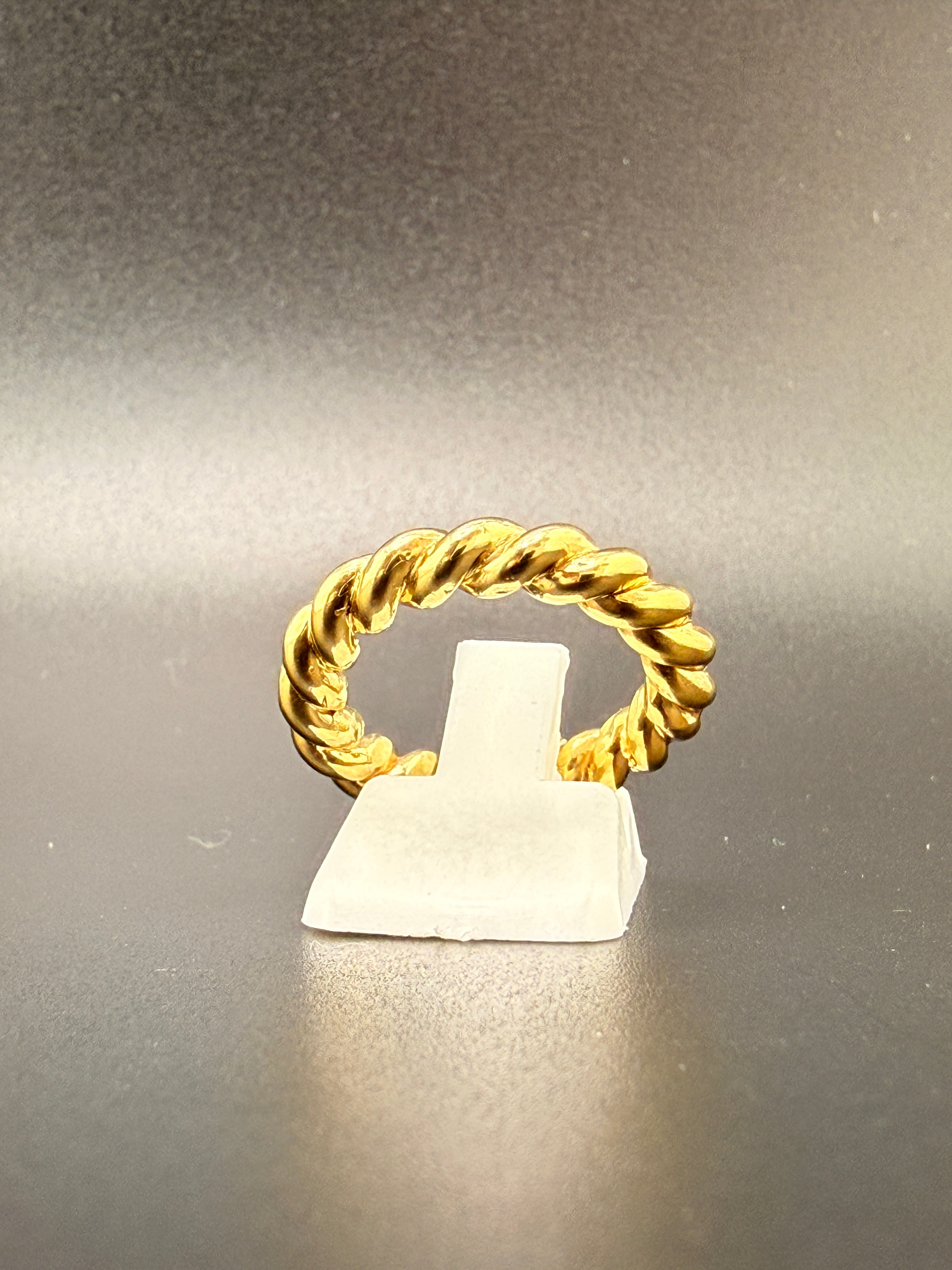 14K Gold Bonded Sterling Silver Textured Twist Rope Ring – 6.5 Grams