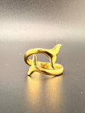 14K Gold Bonded Sterling Silver Dolphin Tail Ring – Adjustable Size
