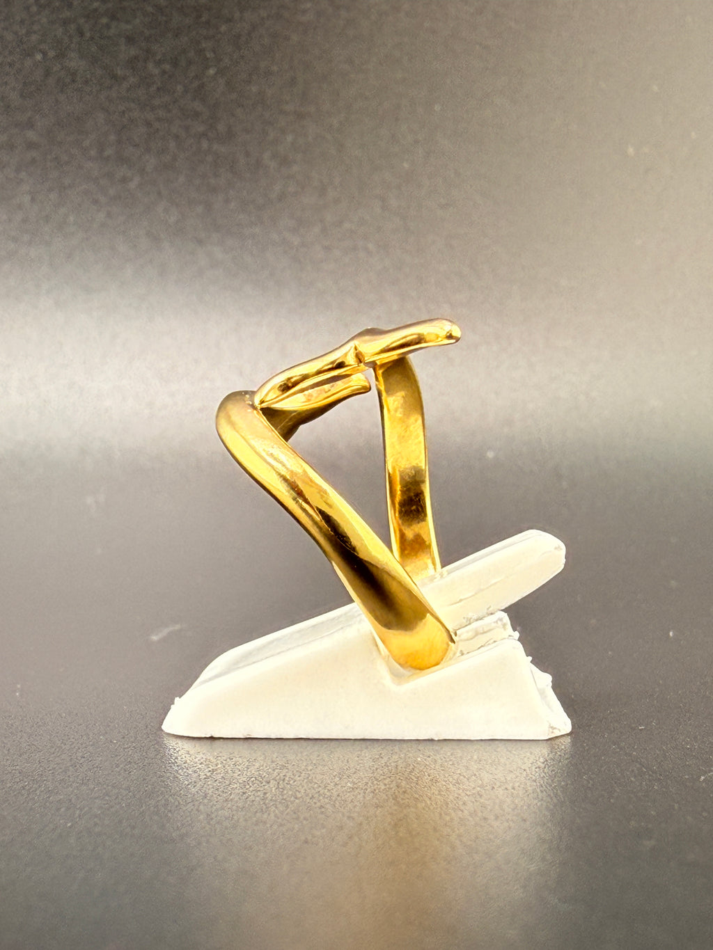14K Gold Bonded Sterling Silver Dolphin Tail Ring – Adjustable Size
