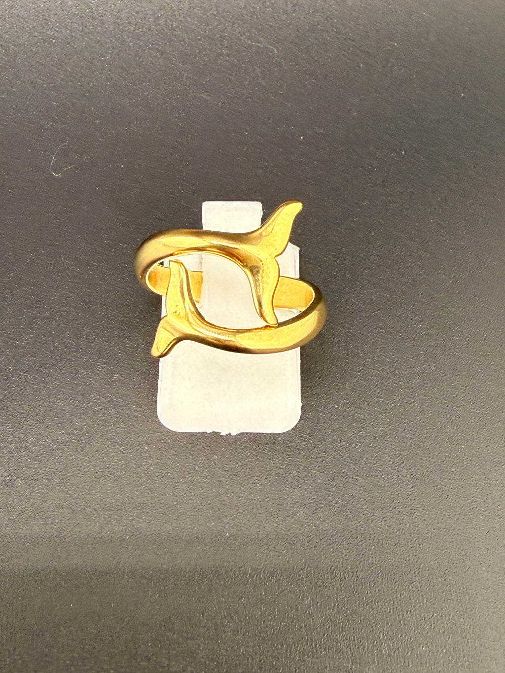 14K Gold Bonded Sterling Silver Dolphin Tail Ring – Adjustable Size