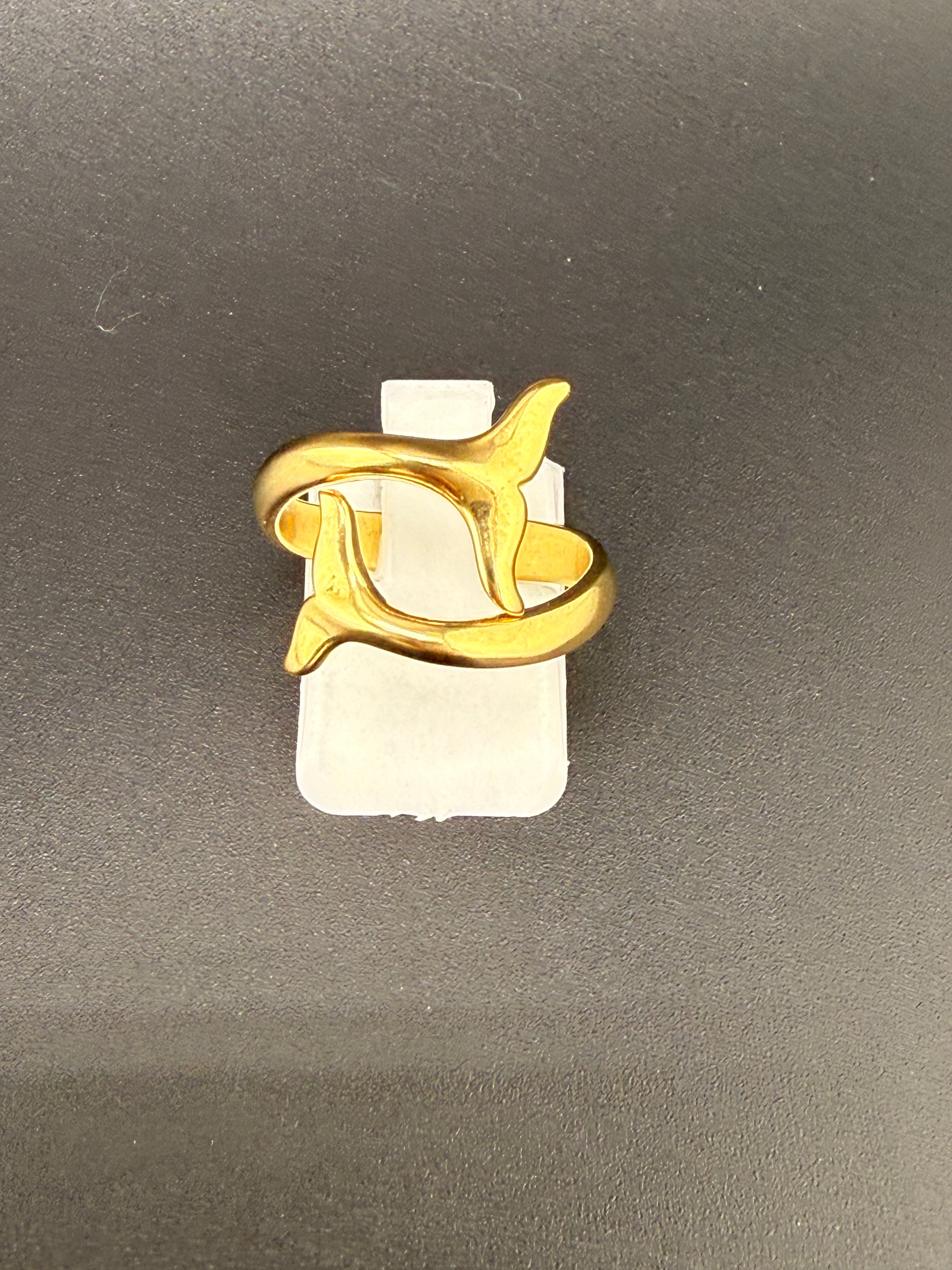 14K Gold Bonded Sterling Silver Dolphin Tail Ring – Adjustable Size