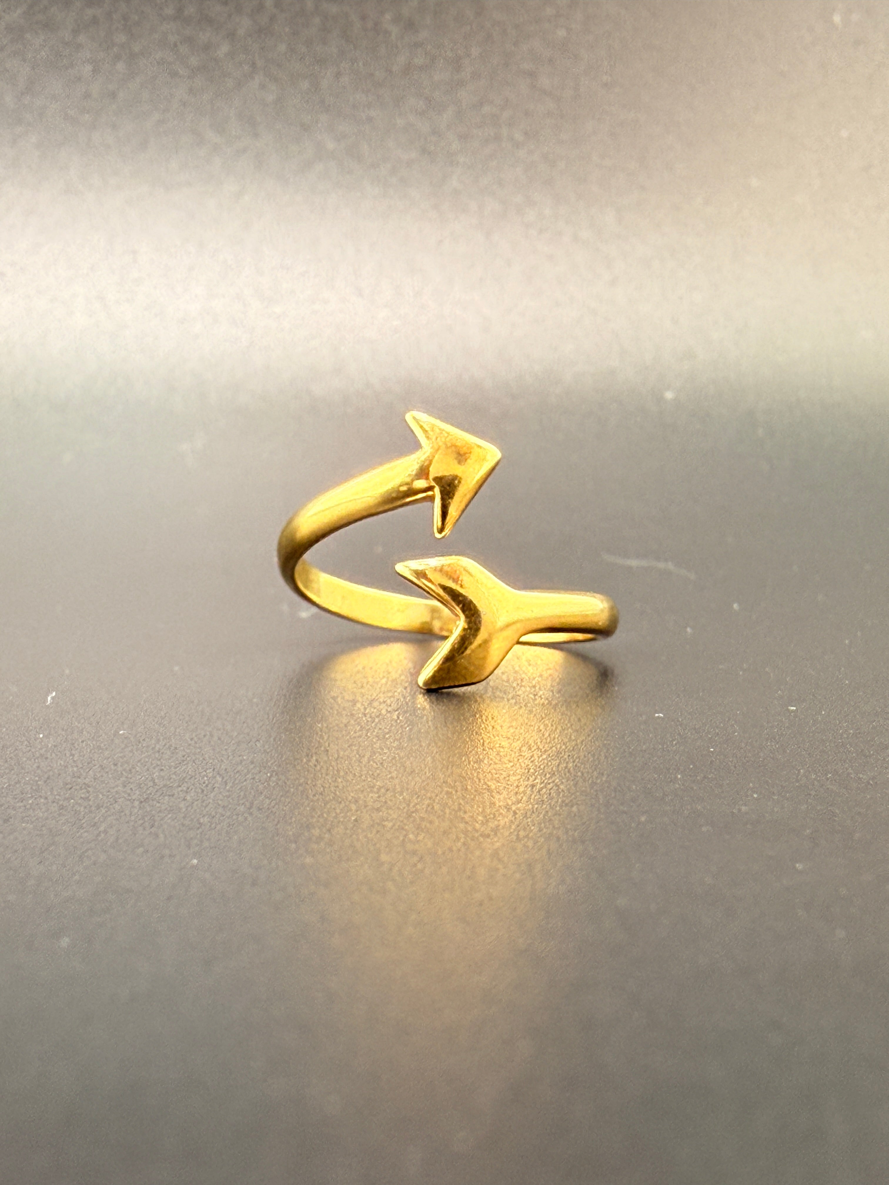 14K Gold Bonded Sterling Silver Arrow Ring – Adjustable Size, 2.11 Grams