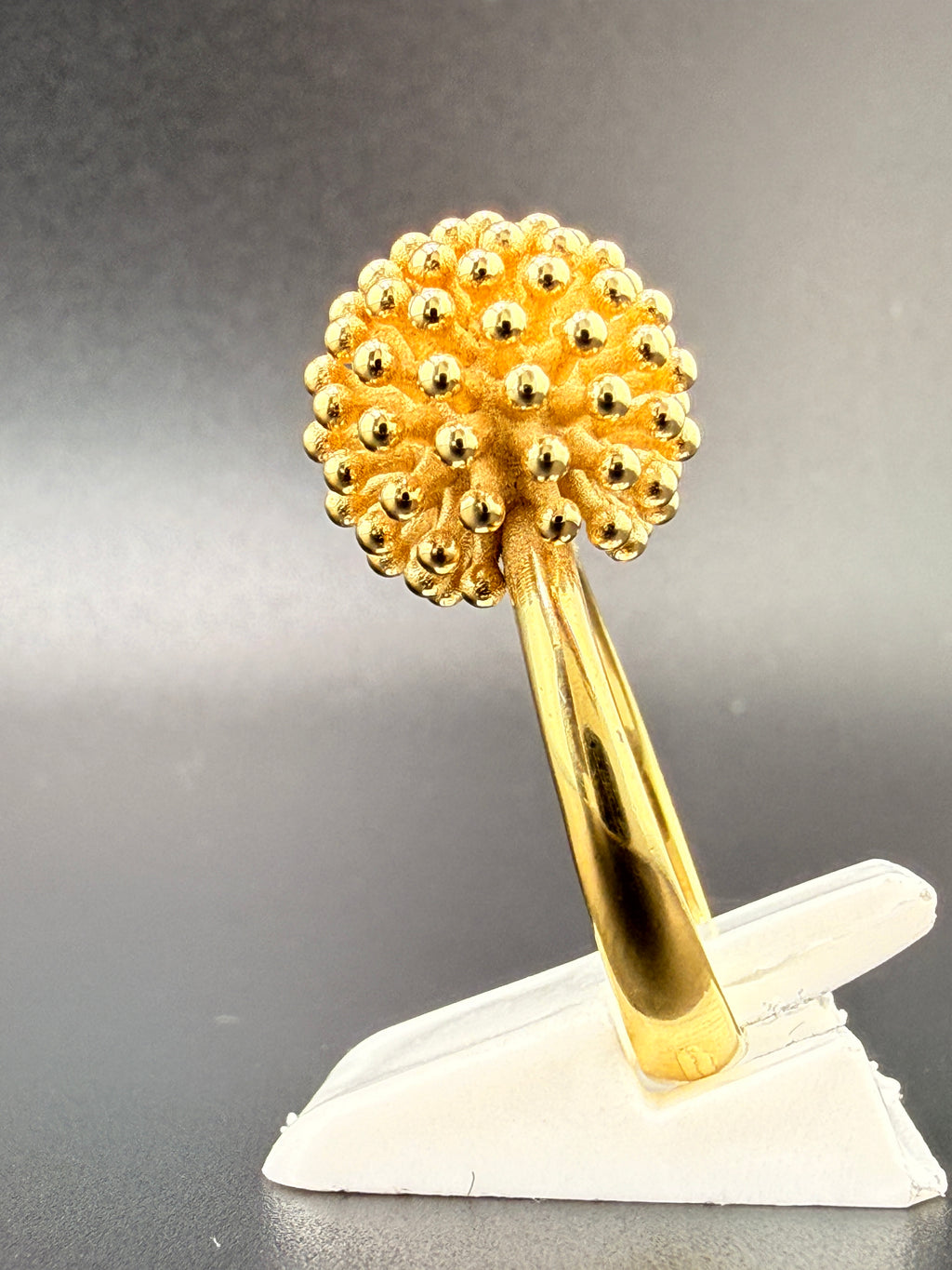 14K Gold Bonded Sterling Silver Flower Ball Ring – 12.3mm, 9.5 Grams