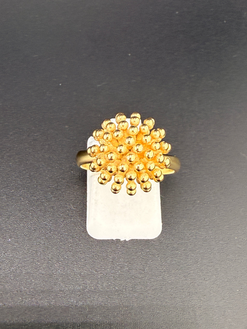 14K Gold Bonded Sterling Silver Flower Ball Ring – 12.3mm, 9.5 Grams