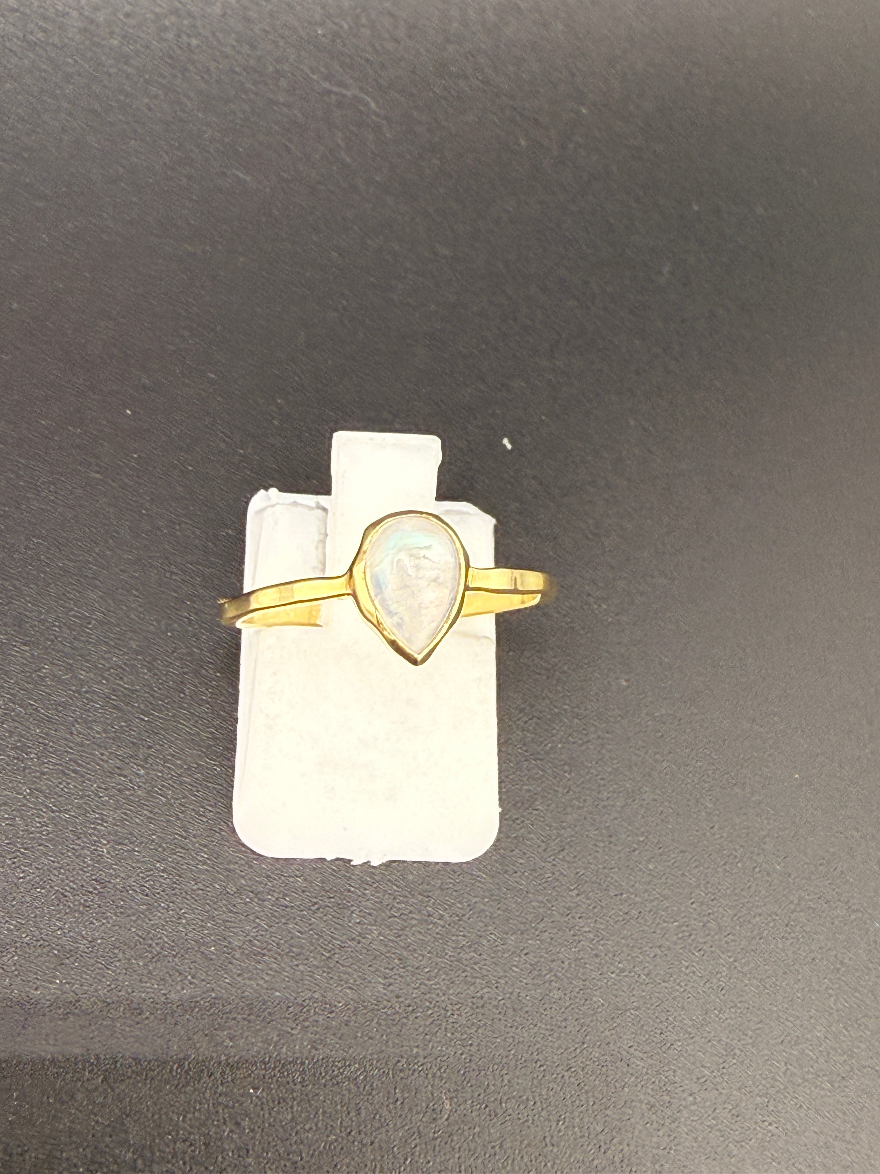 14K Gold Bonded Sterling Silver Opal Teardrop Ring