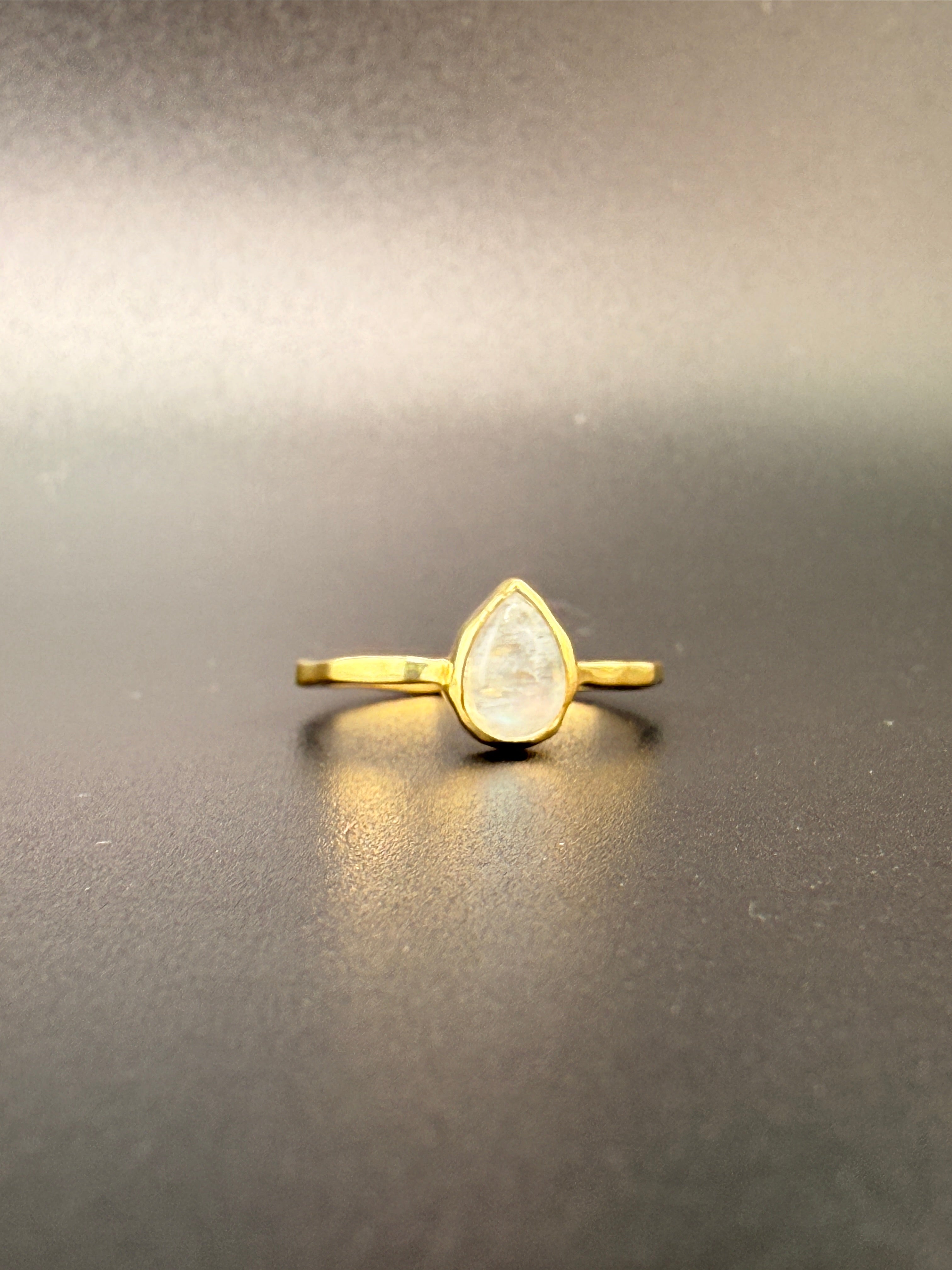 14K Gold Bonded Sterling Silver Opal Teardrop Ring