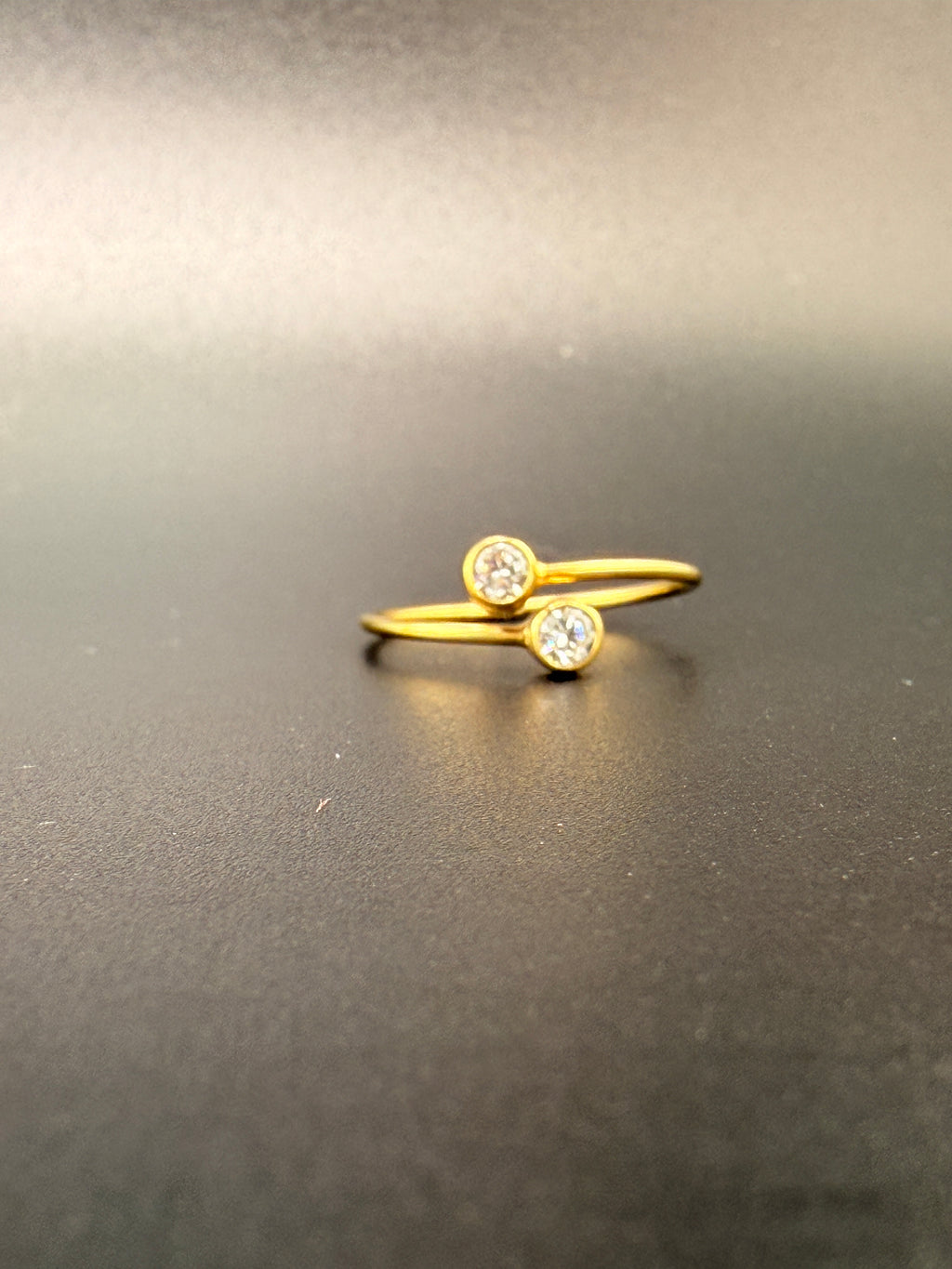 14K Gold Bonded Sterling Silver Double CZ Diamond Ring