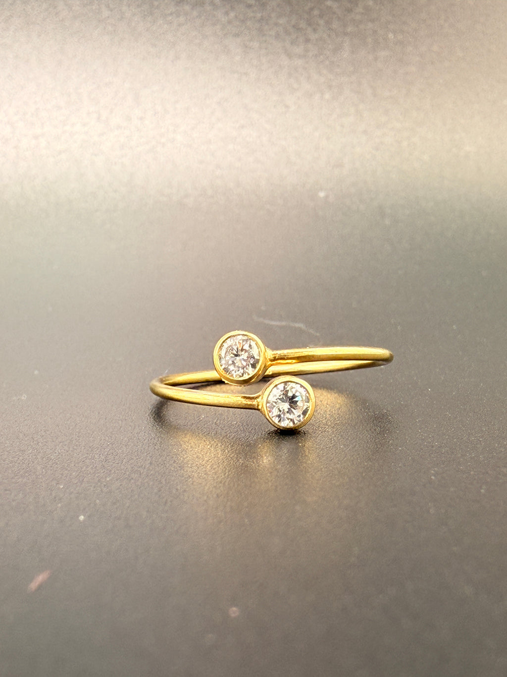 14K Gold Bonded Sterling Silver Double CZ Diamond Ring