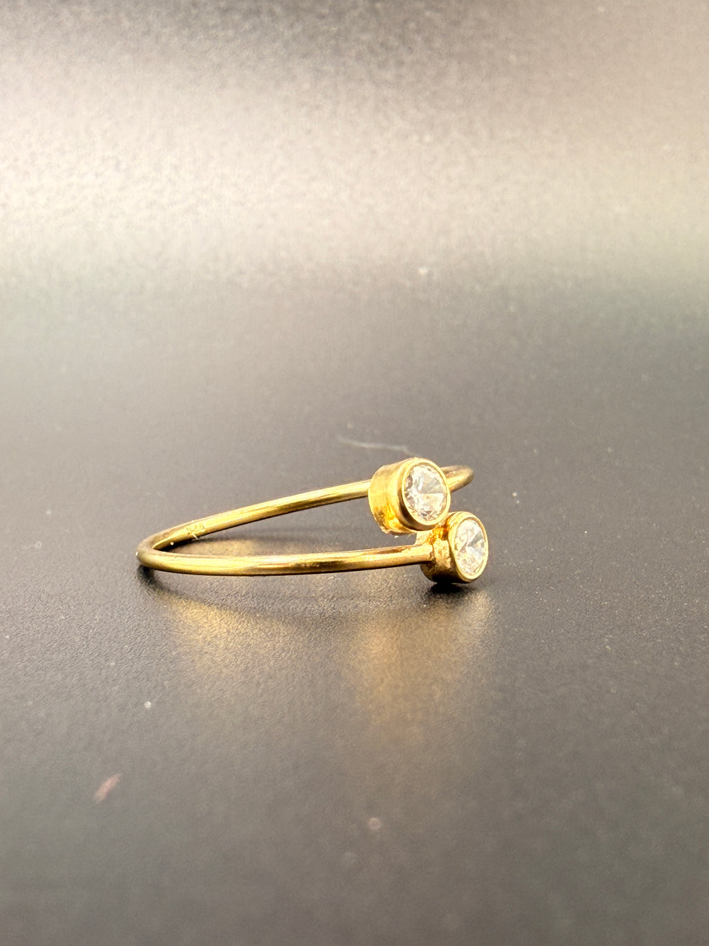 14K Gold Bonded Sterling Silver Double CZ Diamond Ring