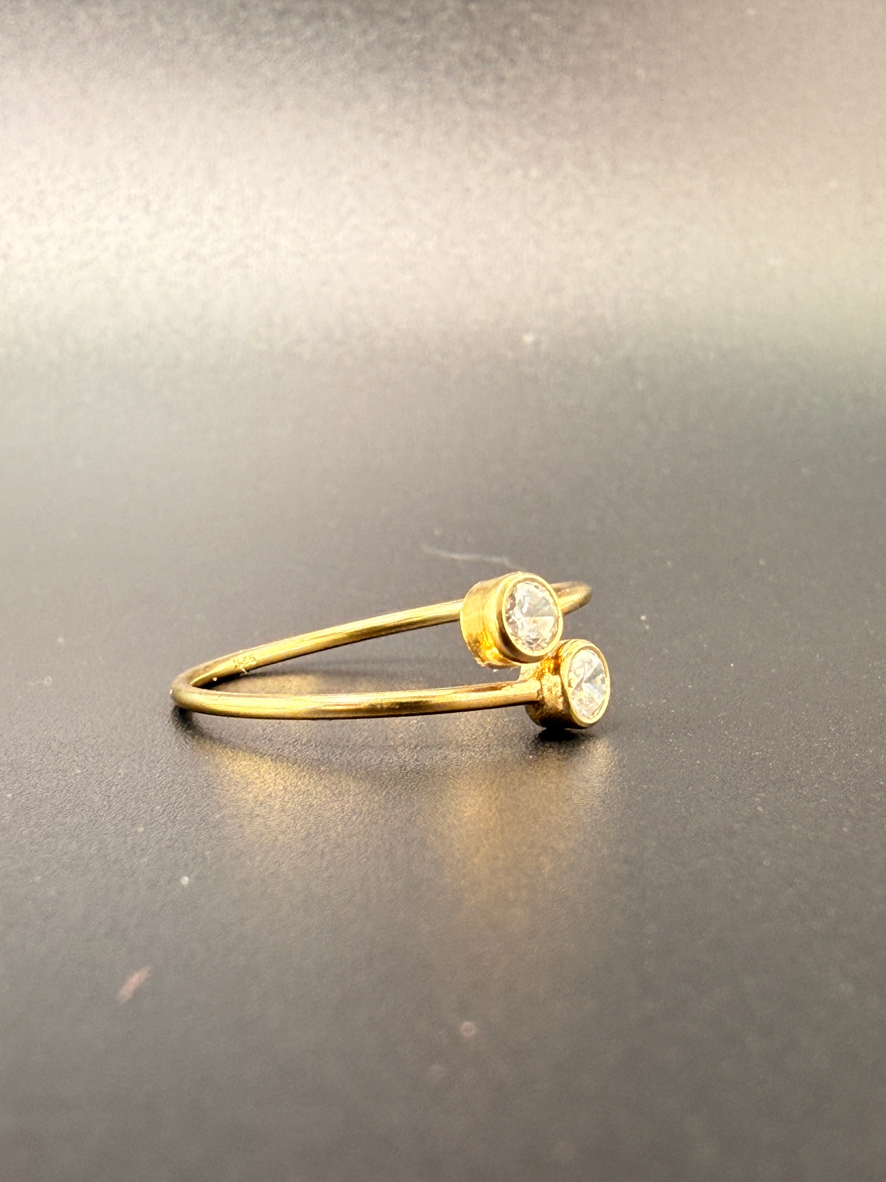 14K Gold Bonded Sterling Silver Double CZ Diamond Ring