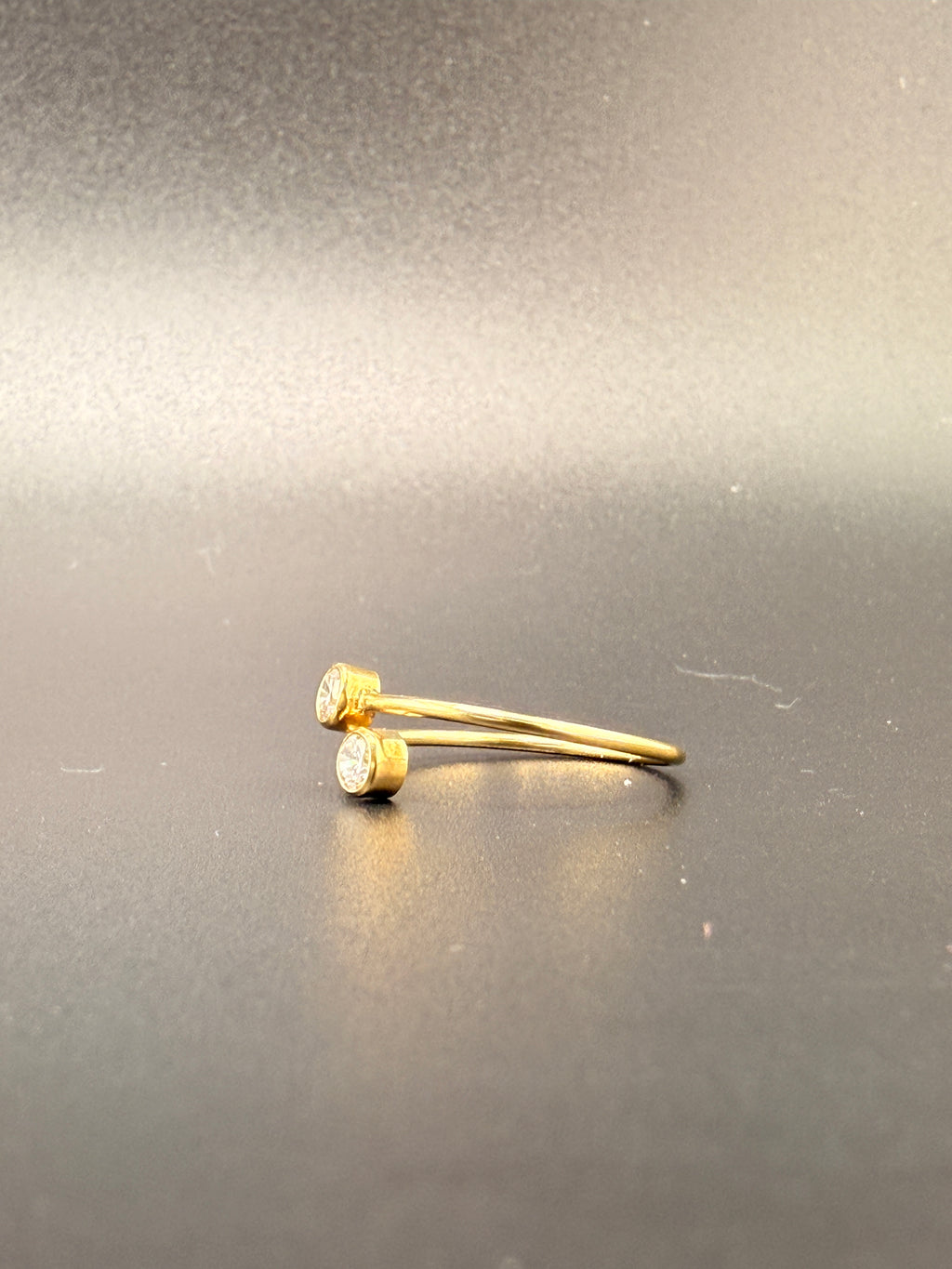 14K Gold Bonded Sterling Silver Double CZ Diamond Ring