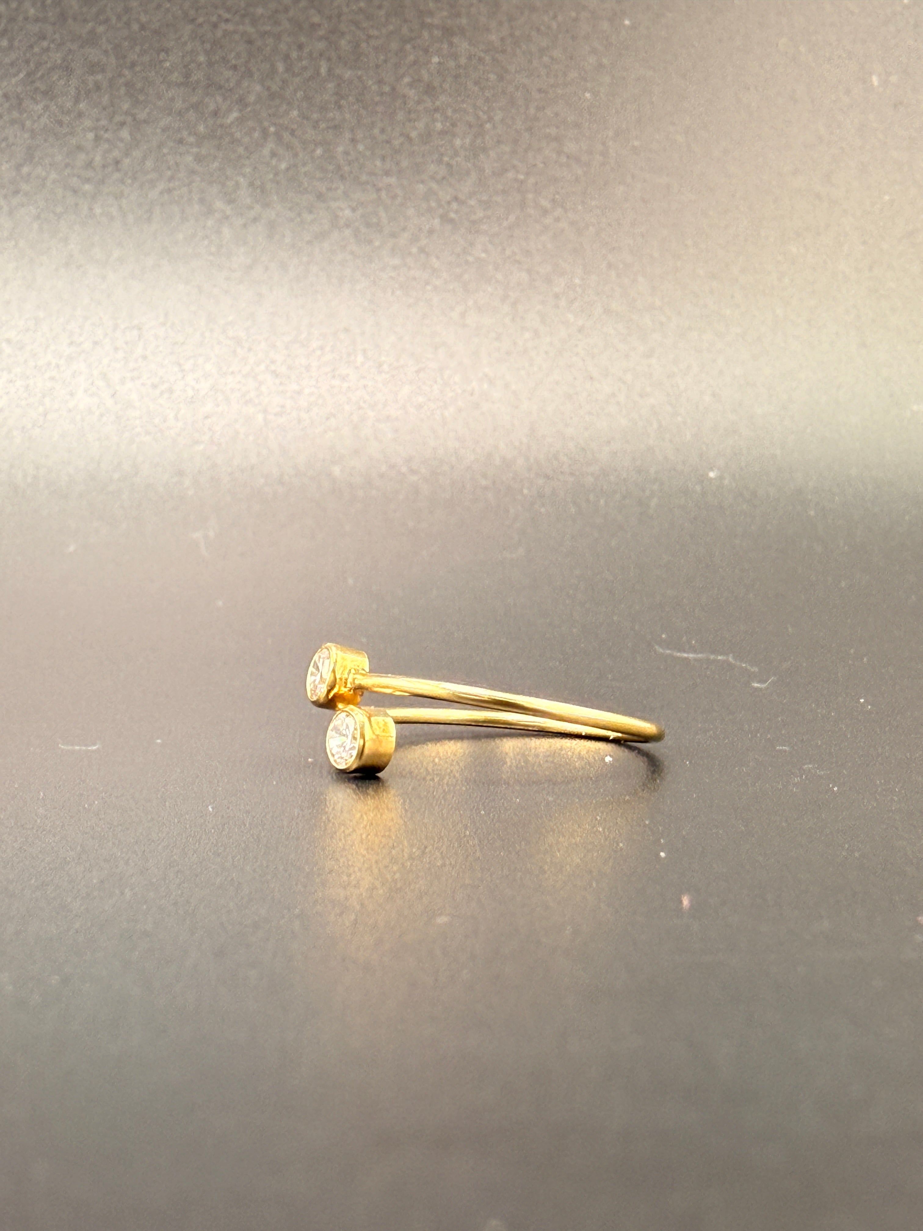 14K Gold Bonded Sterling Silver Double CZ Diamond Ring