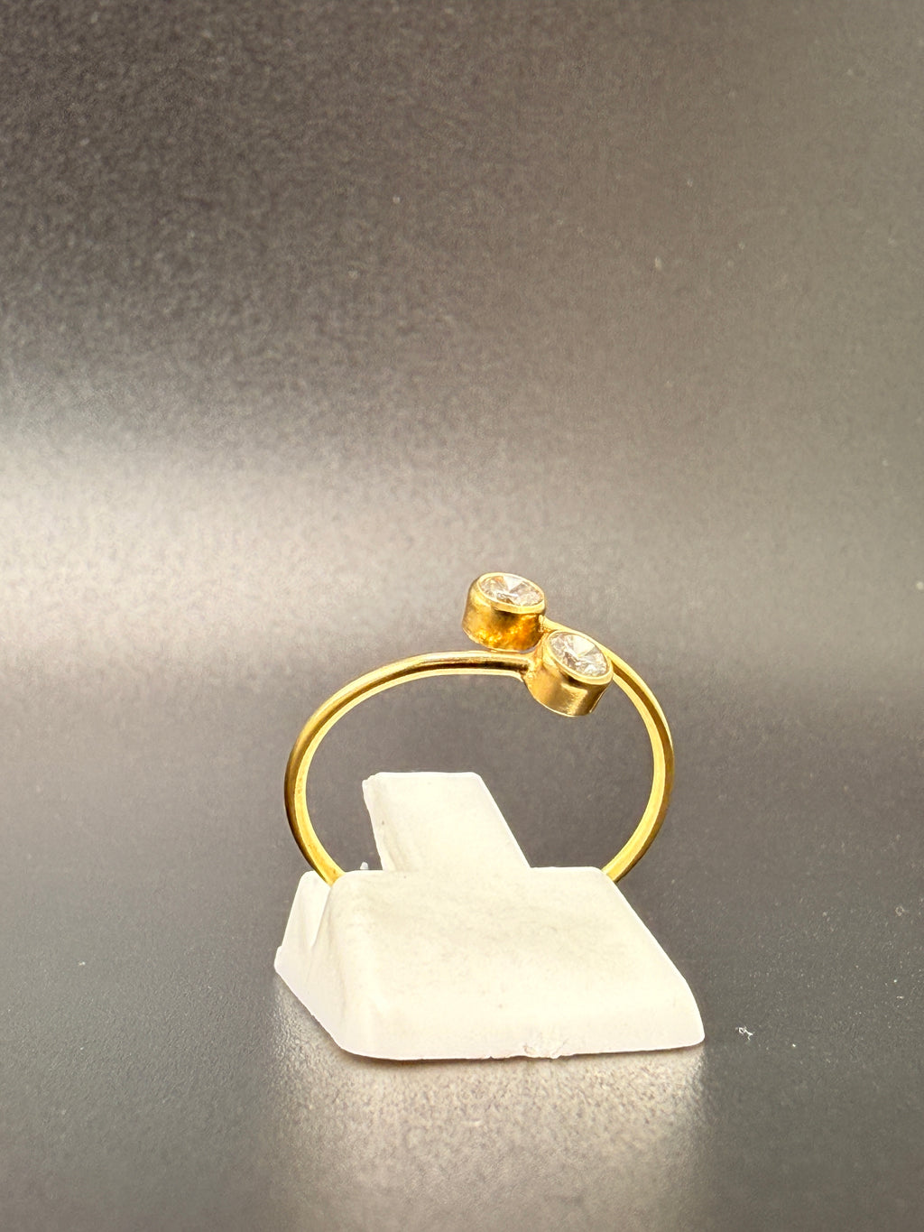 14K Gold Bonded Sterling Silver Double CZ Diamond Ring