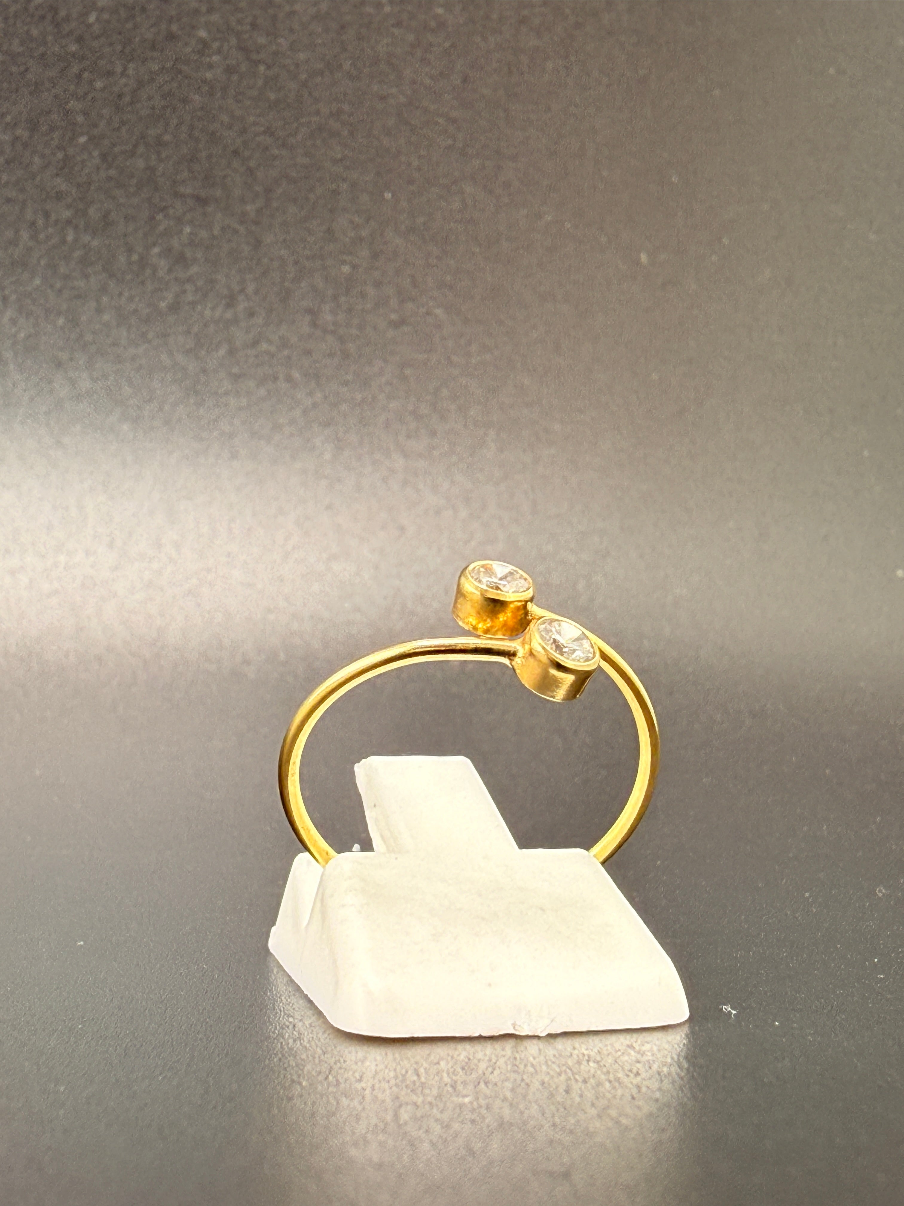 14K Gold Bonded Sterling Silver Double CZ Diamond Ring
