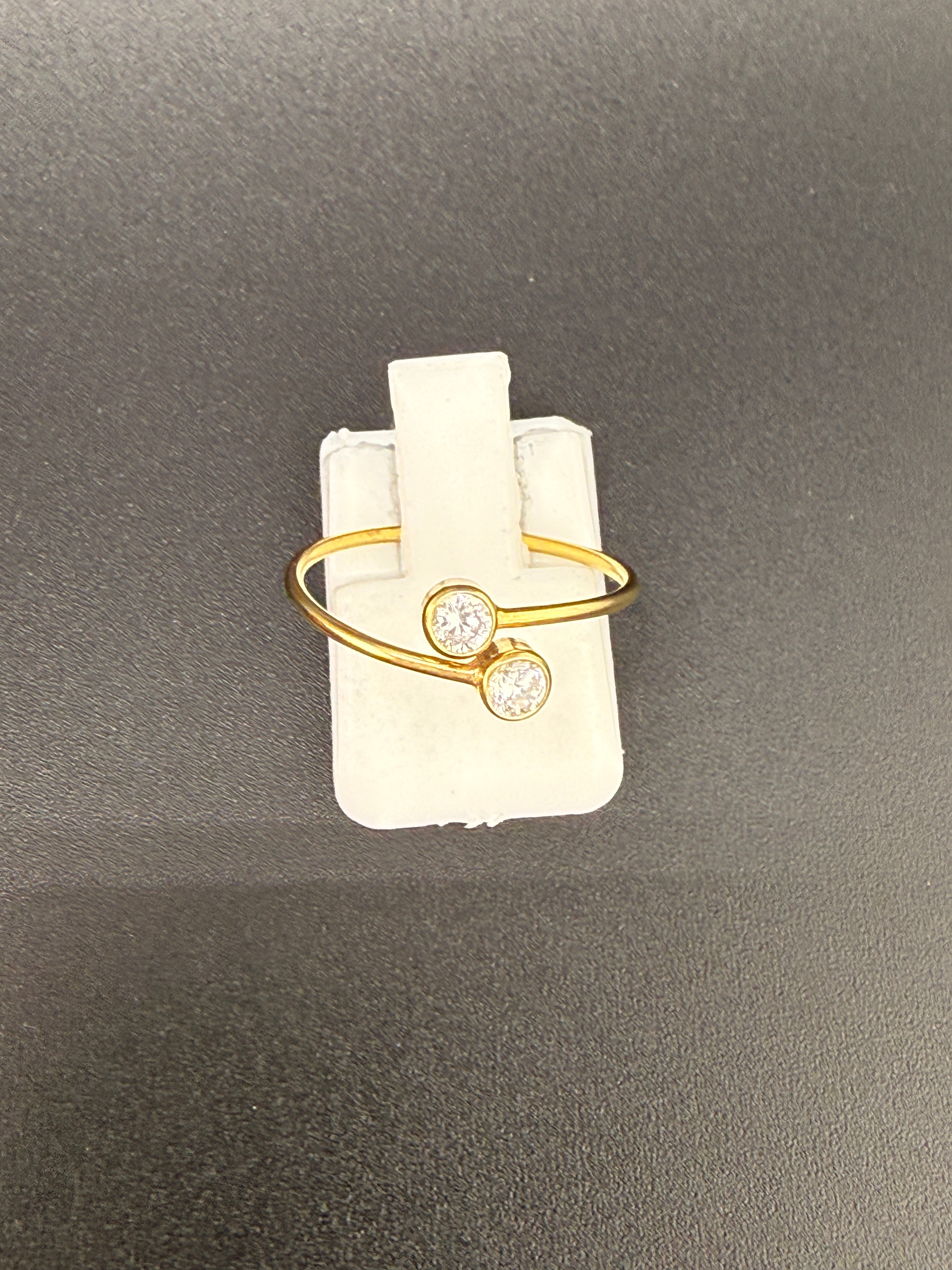 14K Gold Bonded Sterling Silver Double CZ Diamond Ring