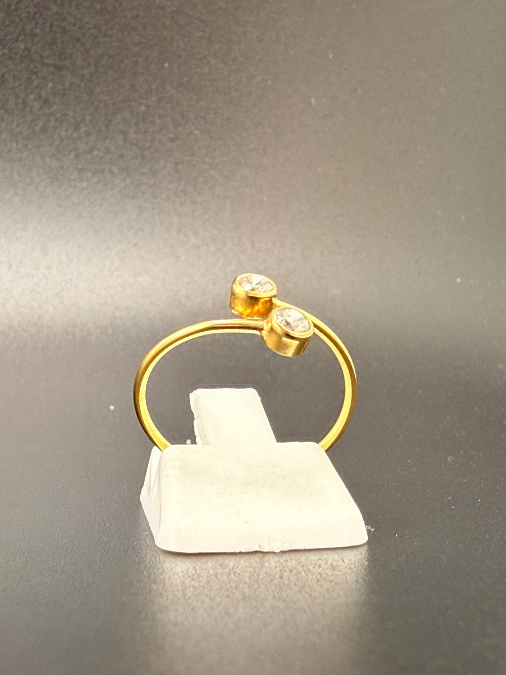 14K Gold Bonded Sterling Silver Double CZ Diamond Ring