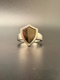 14K Gold Bonded Sterling Silver Black Shield Ring – Silver Border